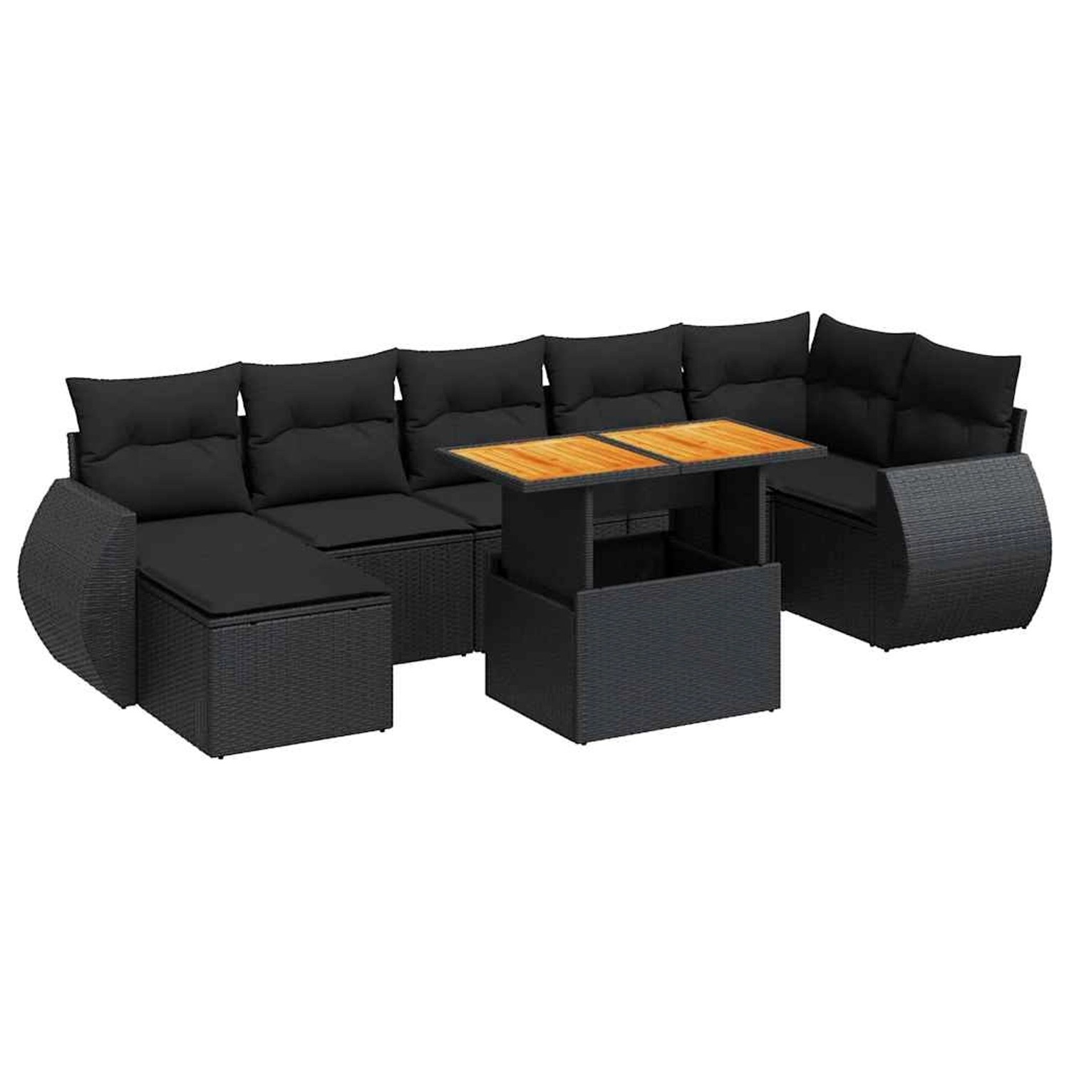 vidaXL 8-Tlg Garten-Sofagarnitur mit Kissen Schwarz Poly Rattan 3327289 günstig online kaufen
