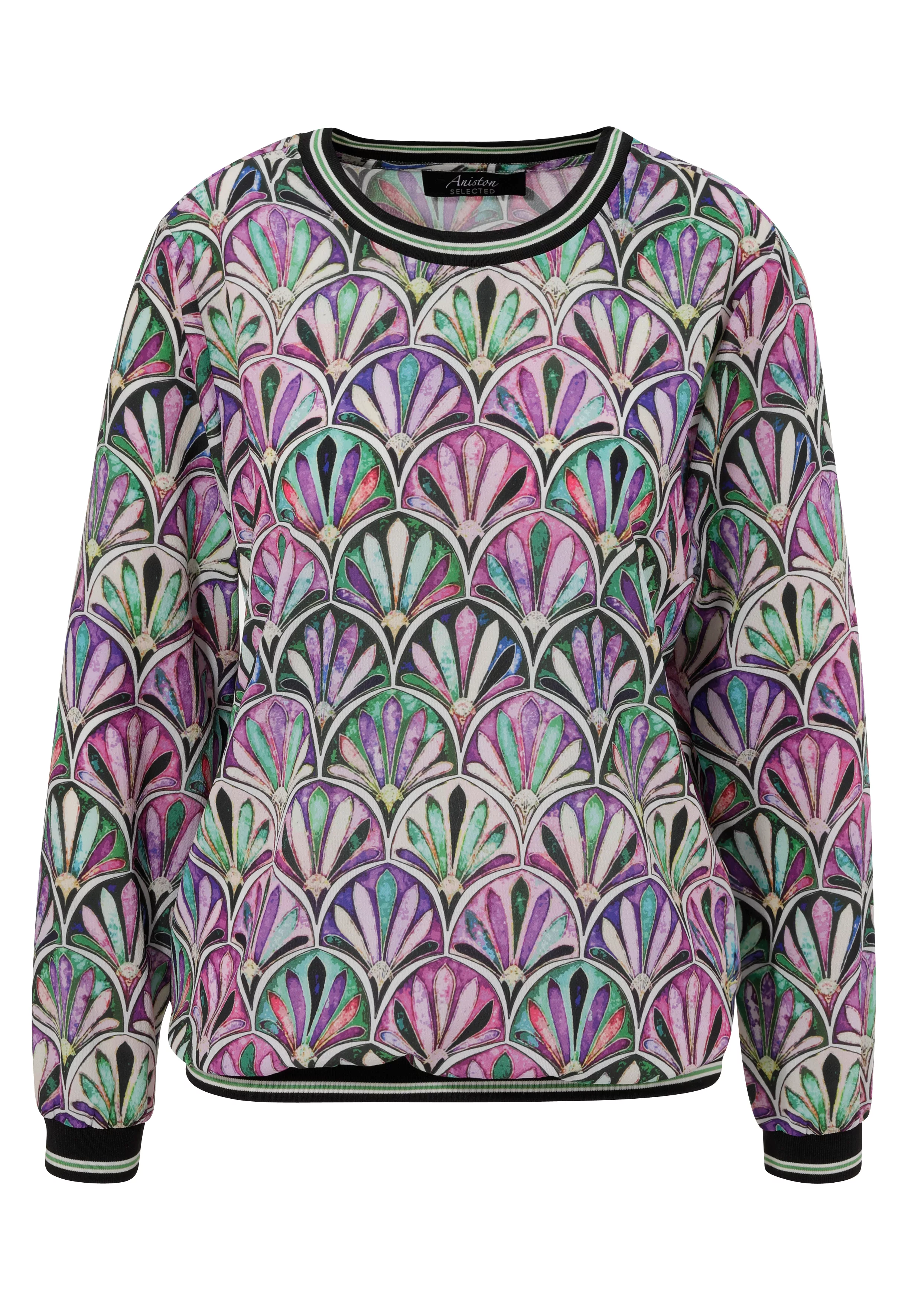 Aniston SELECTED Shirtbluse, mit farbenfrohem Fächerdruck - NEUE KOLLEKTION günstig online kaufen