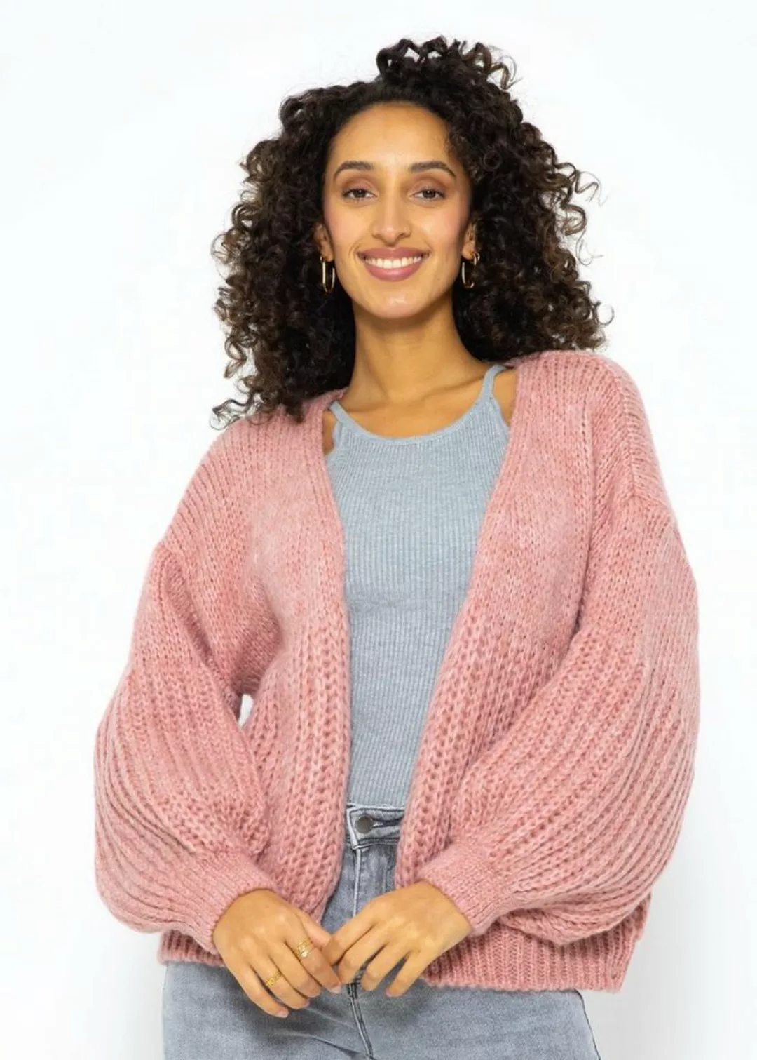 SASSYCLASSY Cardigan Oversize Strickjacke Damen aus weichem Grobstrick Läss günstig online kaufen