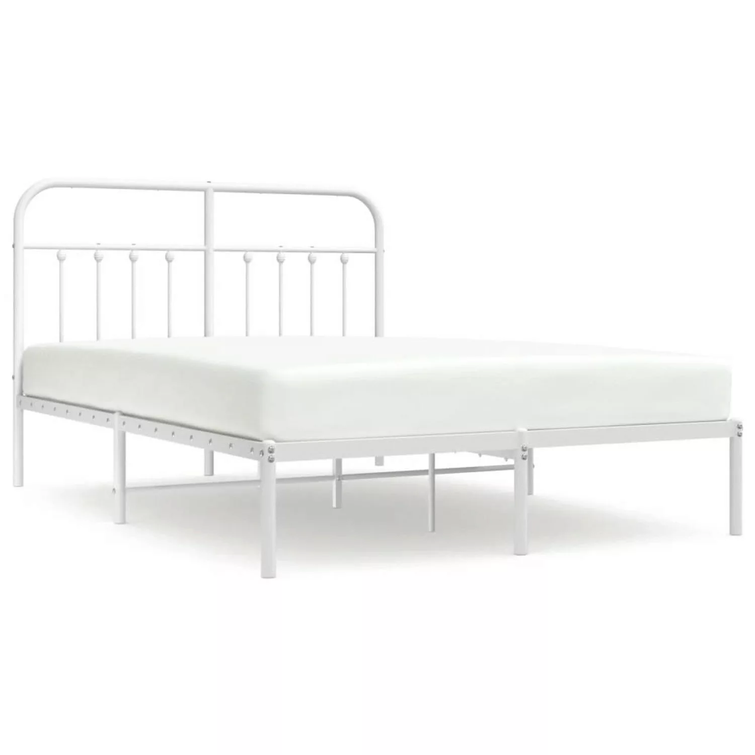 vidaXL Bettgestell mit Kopfteil Metall Weiß 135x190 cm Modell 161796563 günstig online kaufen
