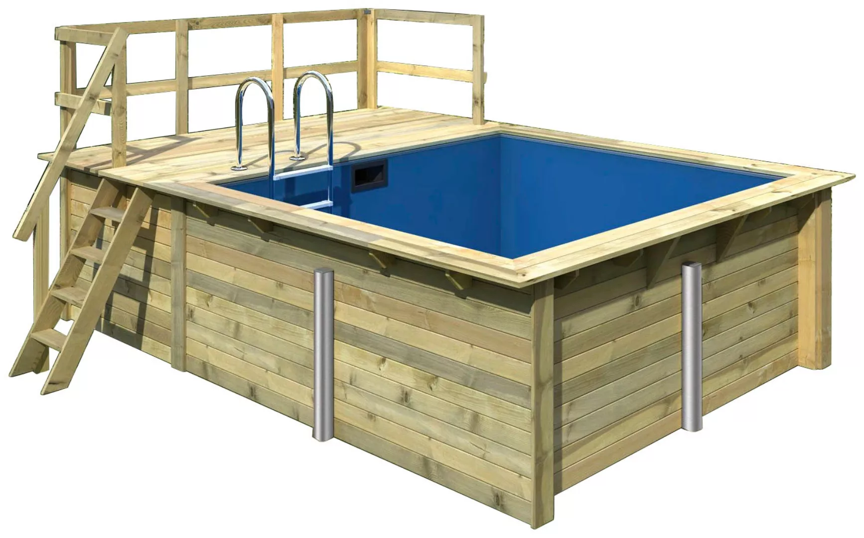 Karibu Rechteckpool "Holzpool Milano A", BxLxH: 353x320x124 cm, kesseldruck günstig online kaufen