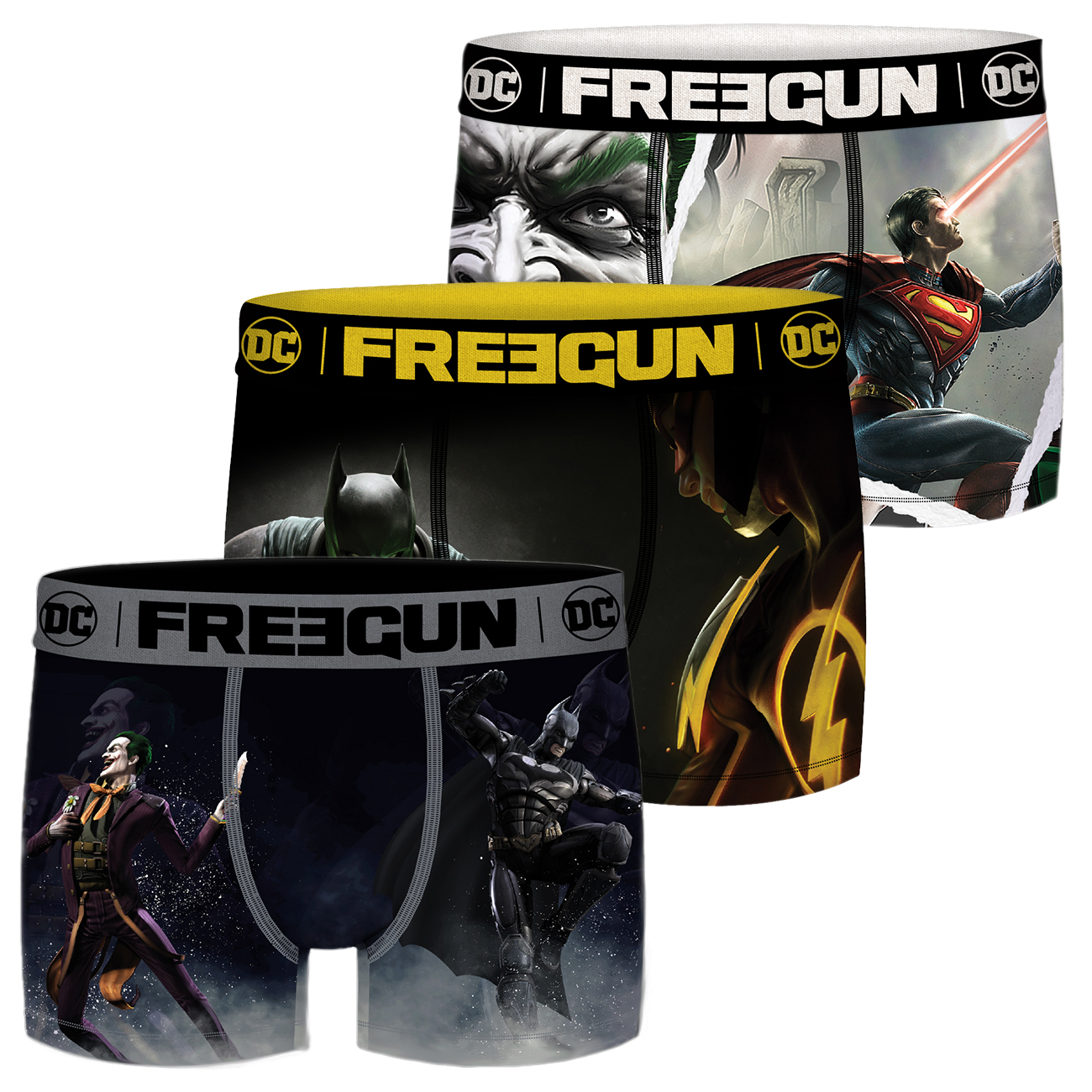 Freegun DC Comics Herren Boxershorts 3er Pack Batman Superman Justice Leagu günstig online kaufen