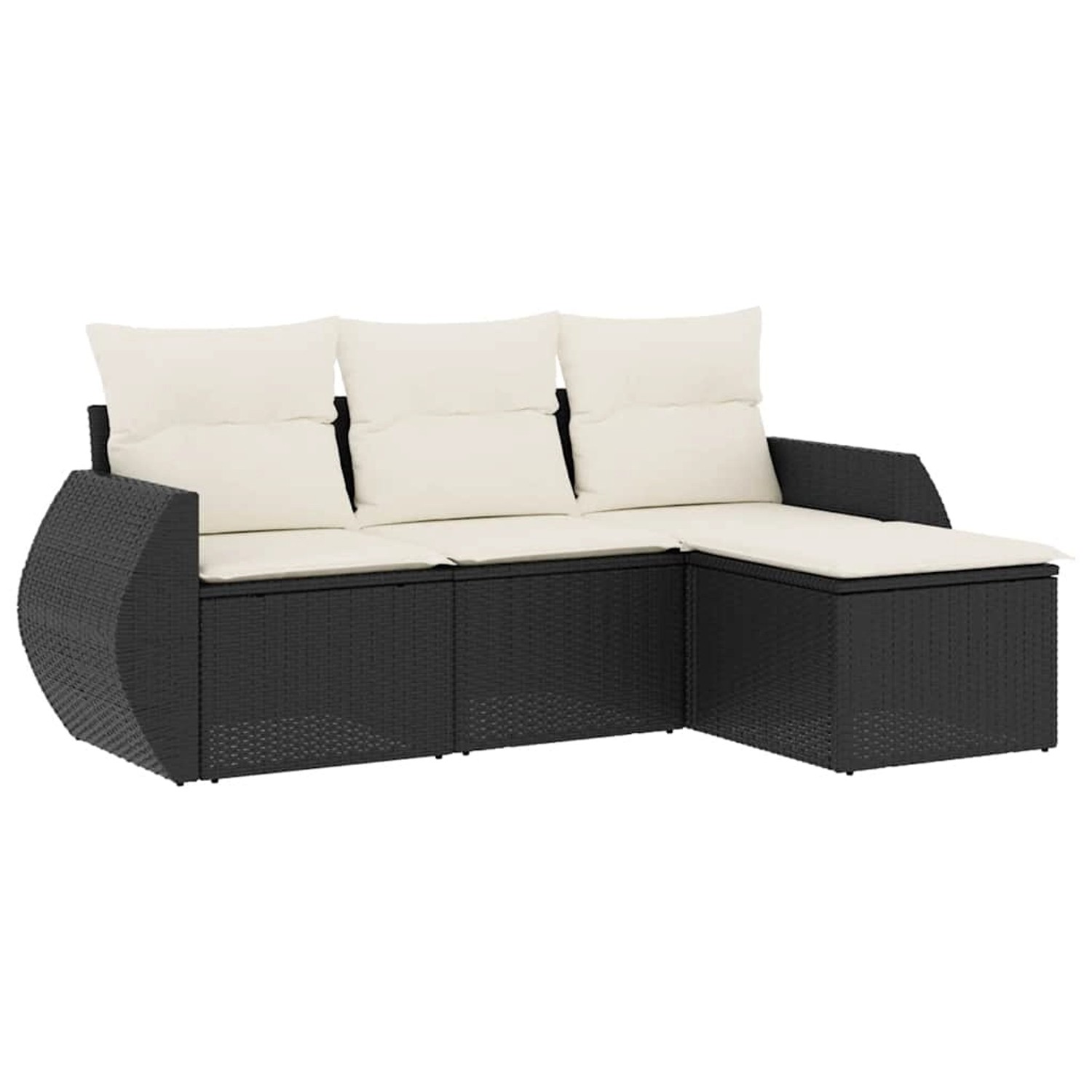 vidaXL 4-Tlg Garten-Sofagarnitur mit Kissen Schwarz Poly Rattan 3253603 günstig online kaufen