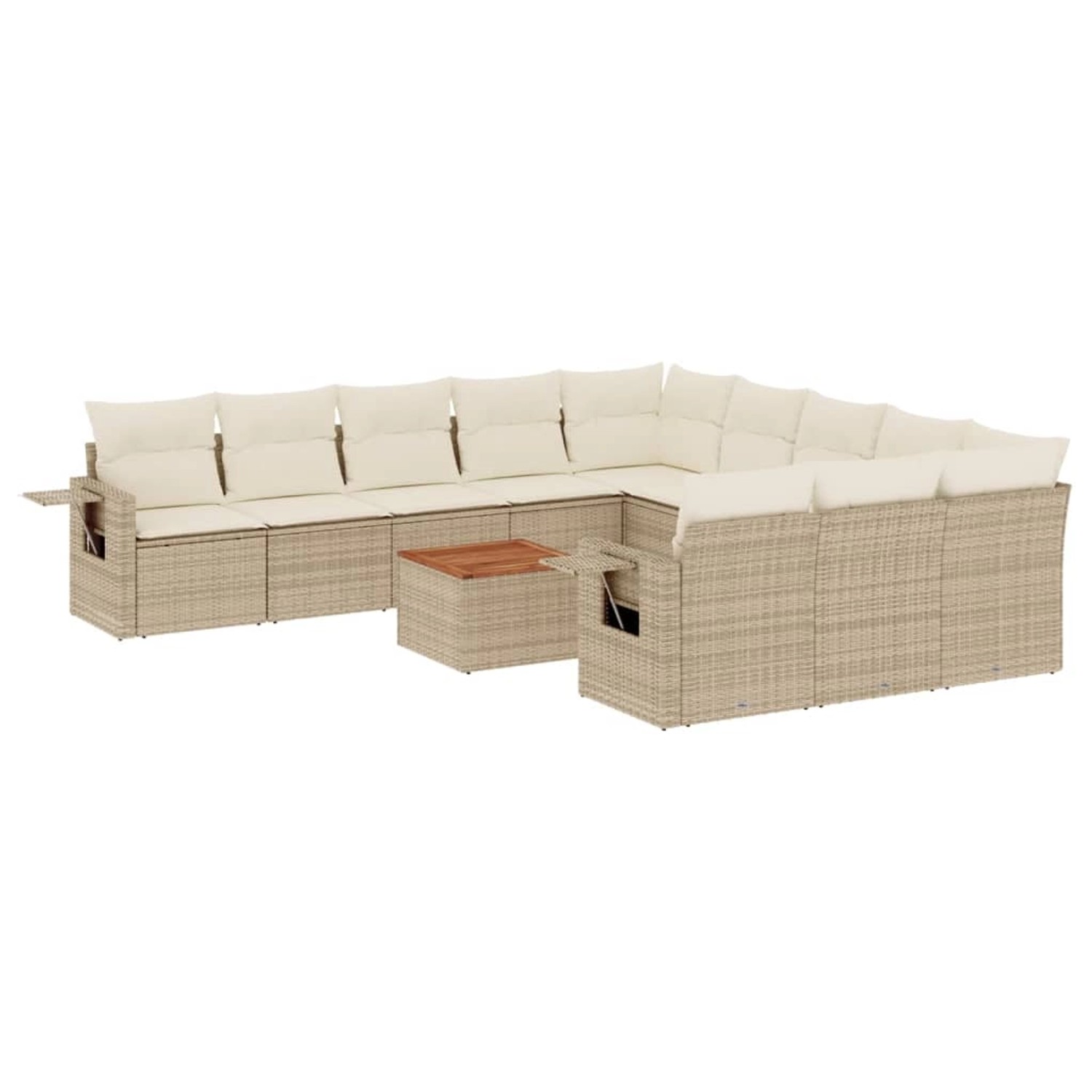vidaXL 12-Tlg Garten-Sofagarnitur mit Kissen Beige Poly Rattan 3257122 günstig online kaufen