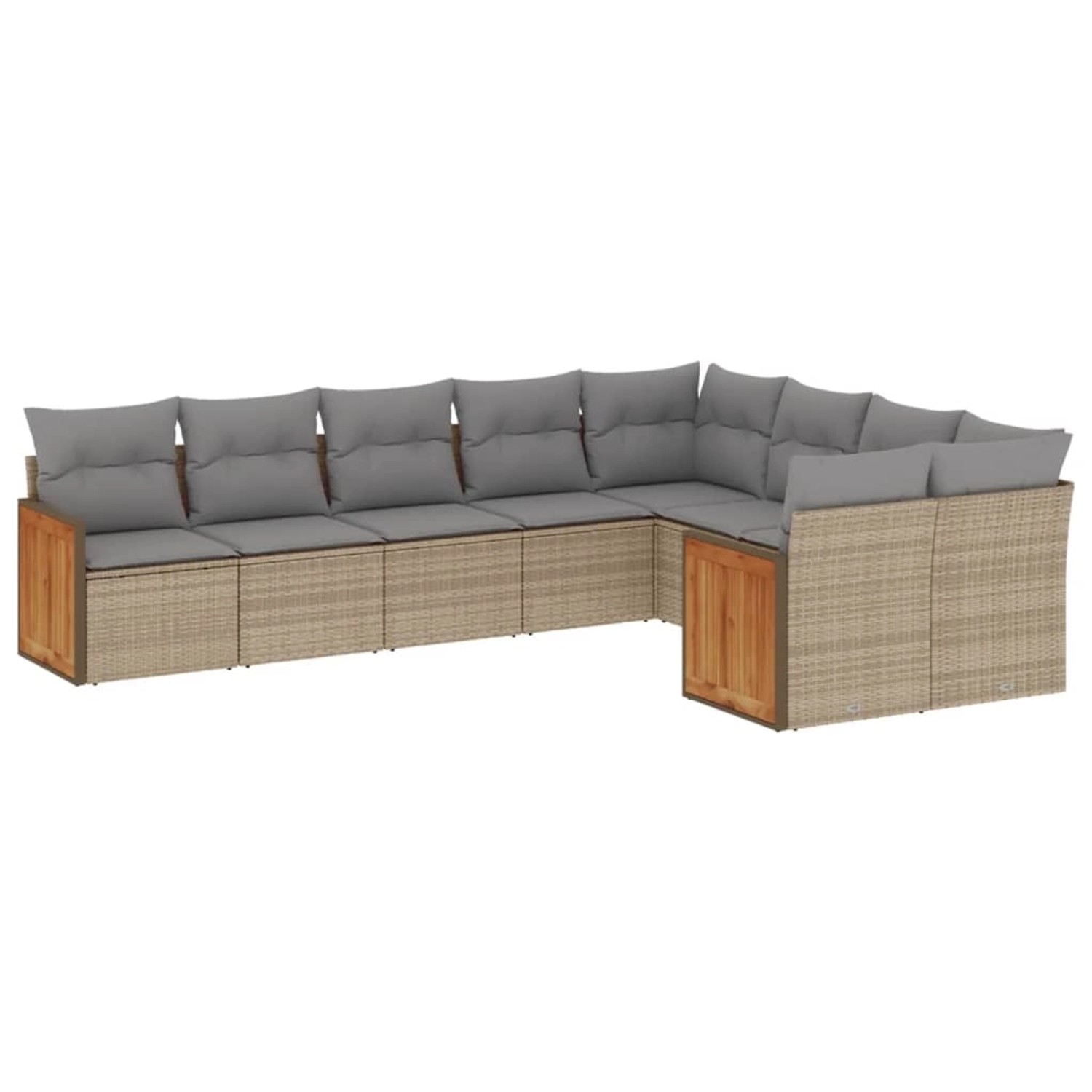 vidaXL 9-Tlg Garten-Sofagarnitur mit Kissen Beige Poly Rattan 3260386 günstig online kaufen