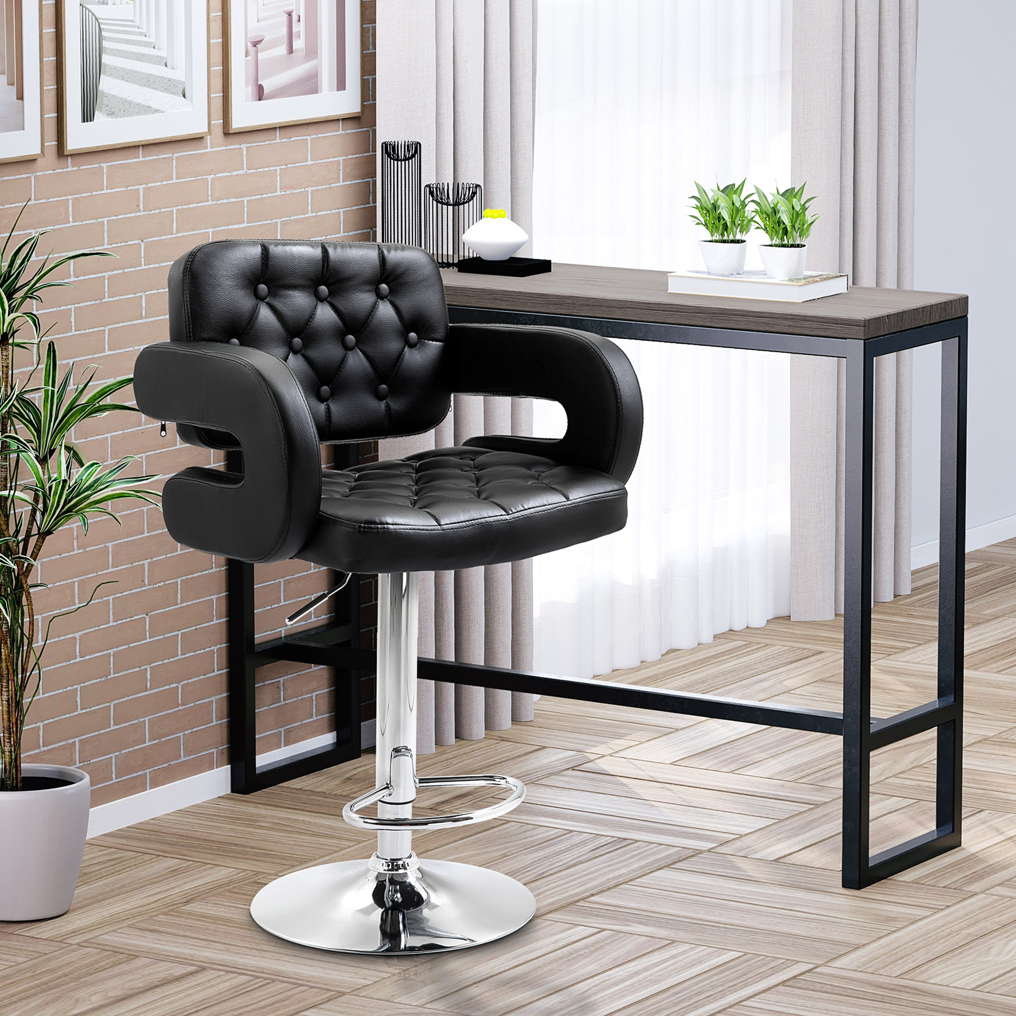 HOMCOM Barhocker Hoch mit Rückenlehne und Armlehnen, Moderner Drehbarer Küc günstig online kaufen