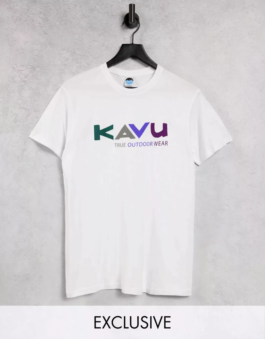Kavu – Multi – T-Shirt in Weiß, exklusiv bei ASOS-Blau günstig online kaufen