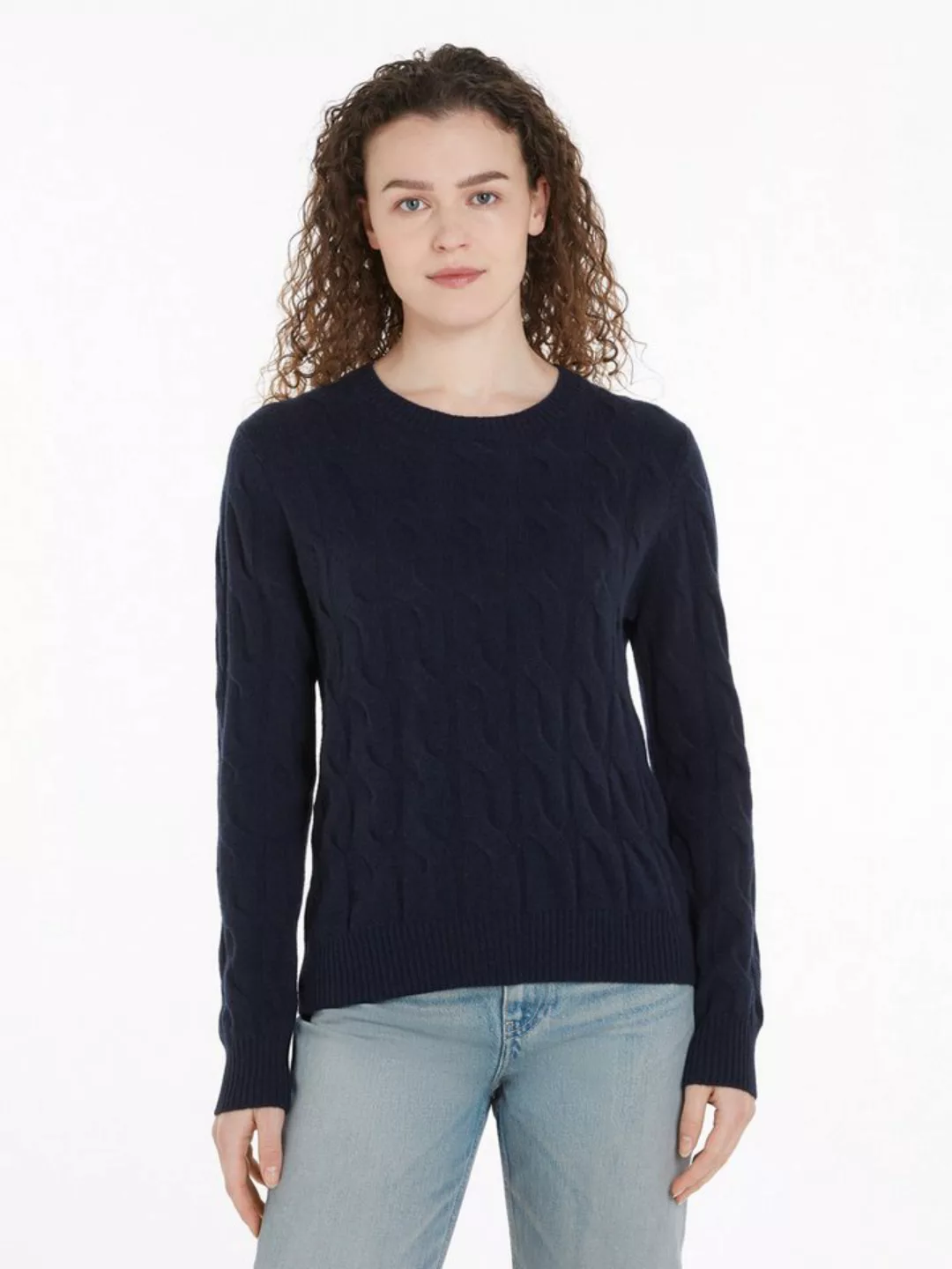 Tommy Hilfiger Strickpullover SOFT WOOL CABLE C-NK mit Zopfmuster, Rundhals günstig online kaufen