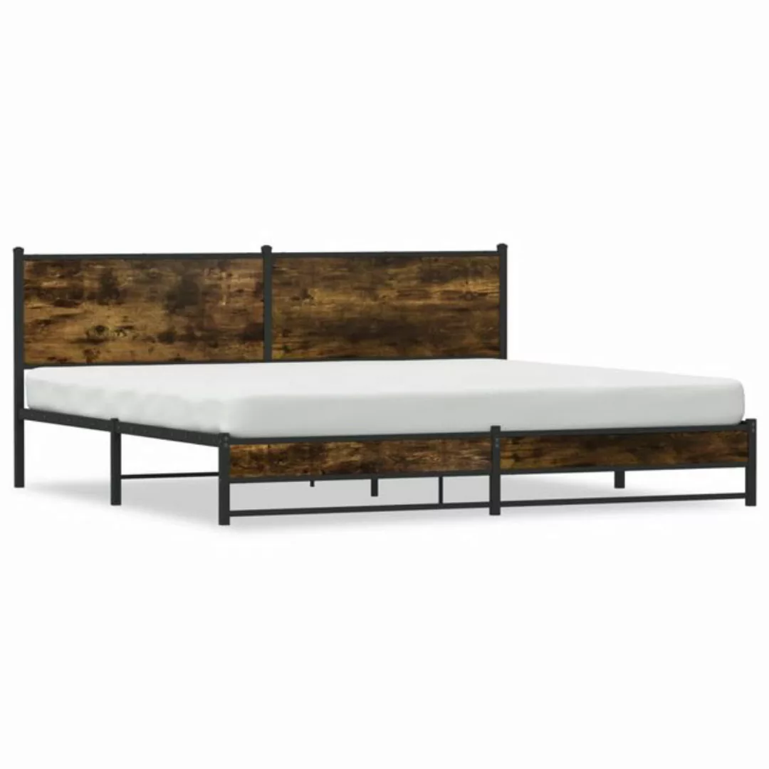 vidaXL Bett Metallbett ohne Matratze Räuchereiche 200x200 cm günstig online kaufen