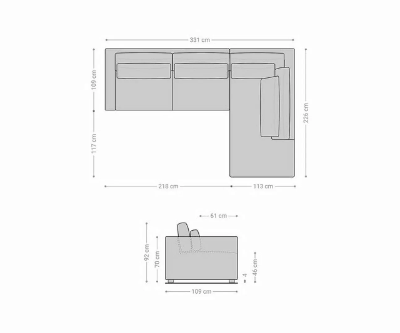 DELIFE Ecksofa Isla, Cord Beige 330x225 cm Ottomane rechts günstig online kaufen