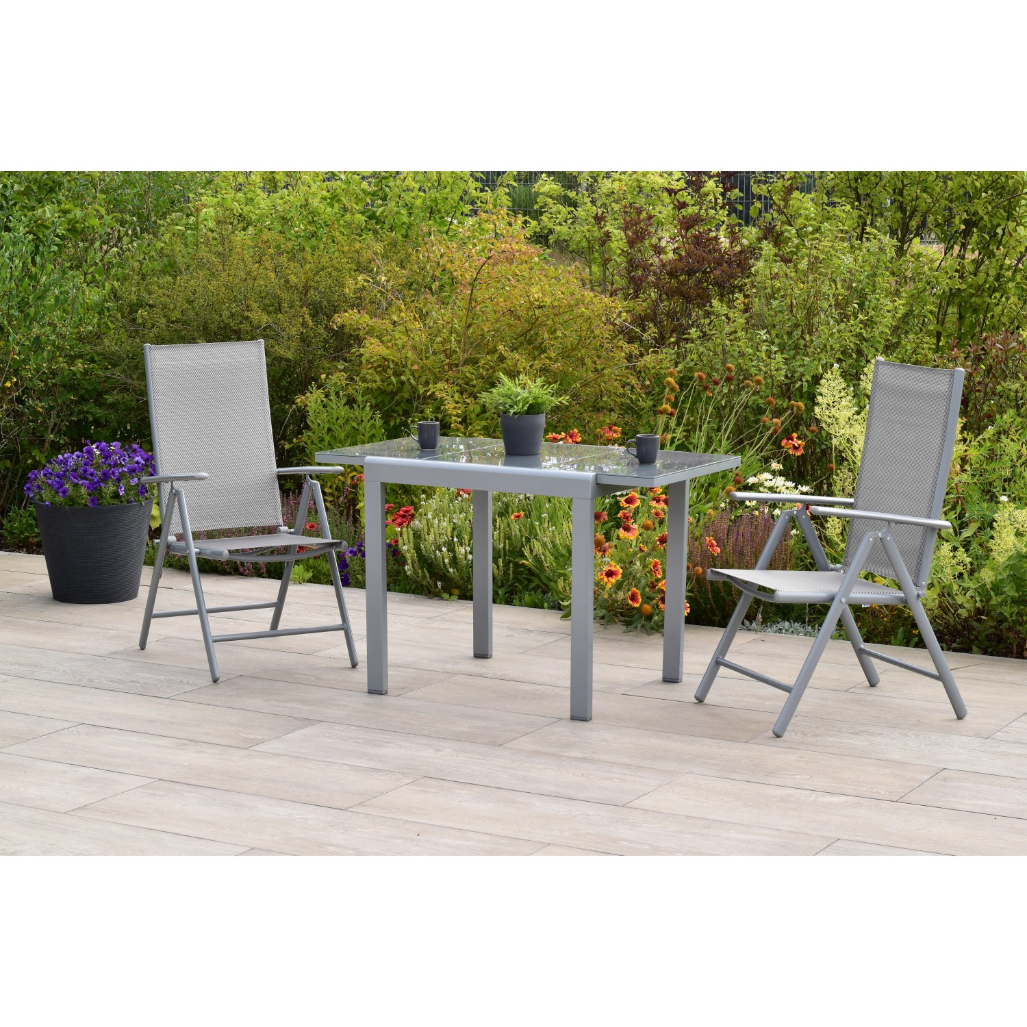 Merxx Amalfi Set 3-tlg 2 Klappsessel Gartentisch Ausziehbar 80(120)x70cm Di günstig online kaufen
