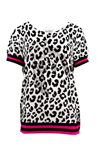 Passioni Print-Shirt Leoparden T-Shirt in Schwarz-Weiß mit Streifen und Gli günstig online kaufen