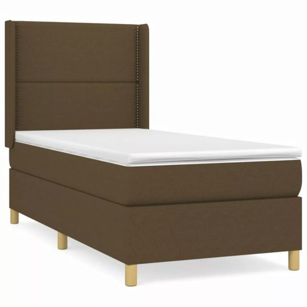 vidaXL Boxspringbett Boxspringbett mit Matratze Dunkelbraun 90x190 cm Stoff günstig online kaufen