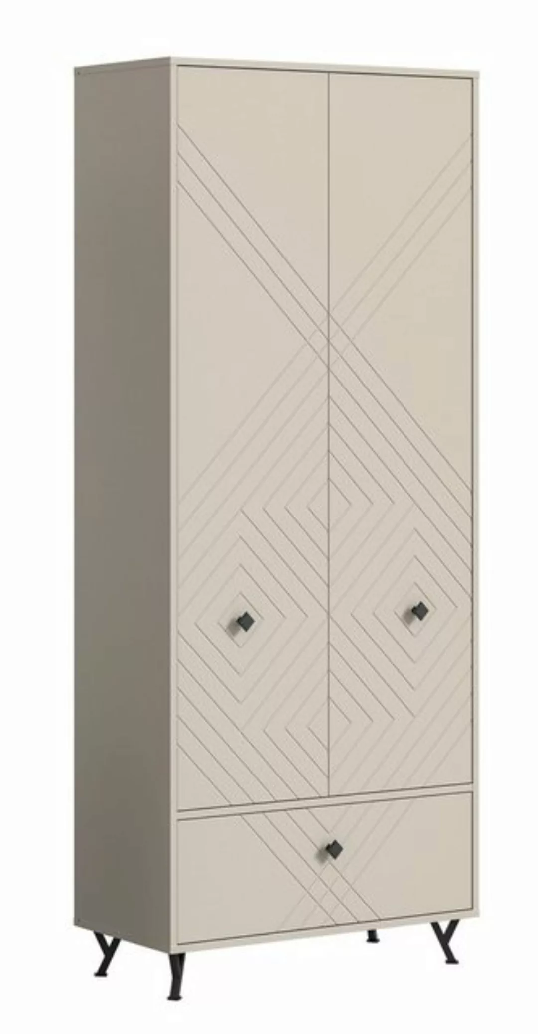 xonox.home Garderobenschrank in Sandbeige Matt - 80x190x35cm (BxHxT) günstig online kaufen