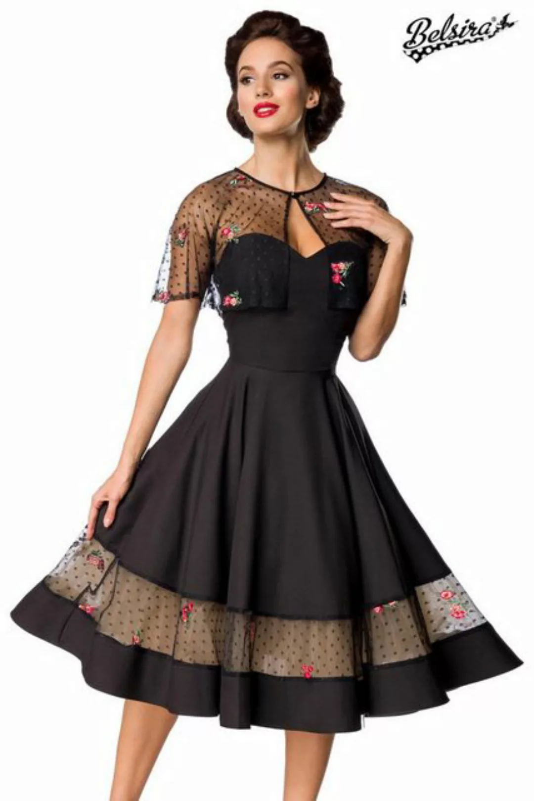 BELSIRA Trachtenkleid Belsira - Vintage-Kleid mit Cape - (2XL,3XL,L,M,S,XL) günstig online kaufen