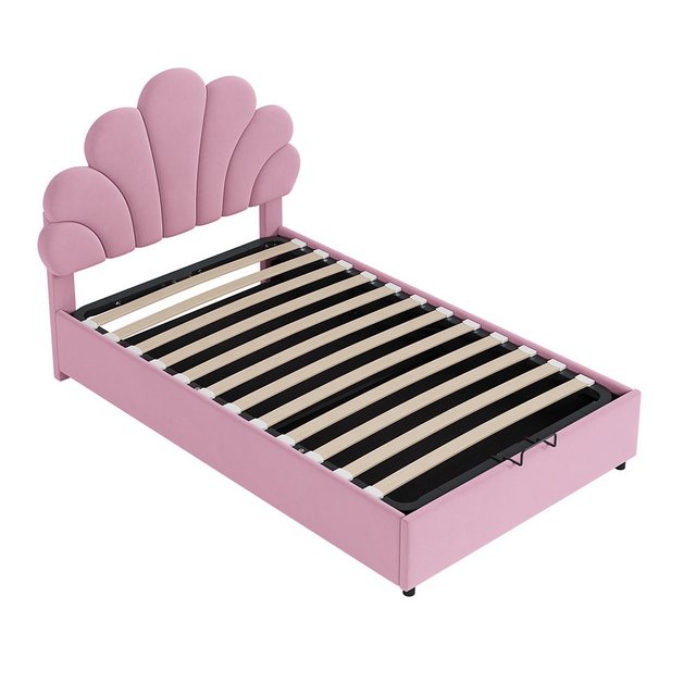 Veepeak Prinzessinbett Rosa Prinzessin Bett mit floralem Kopfteil und hydra günstig online kaufen