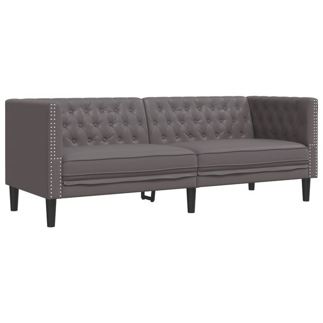 vidaXL Sofa Chesterfield-Sofa 3-Sitzer Grau Kunstleder günstig online kaufen