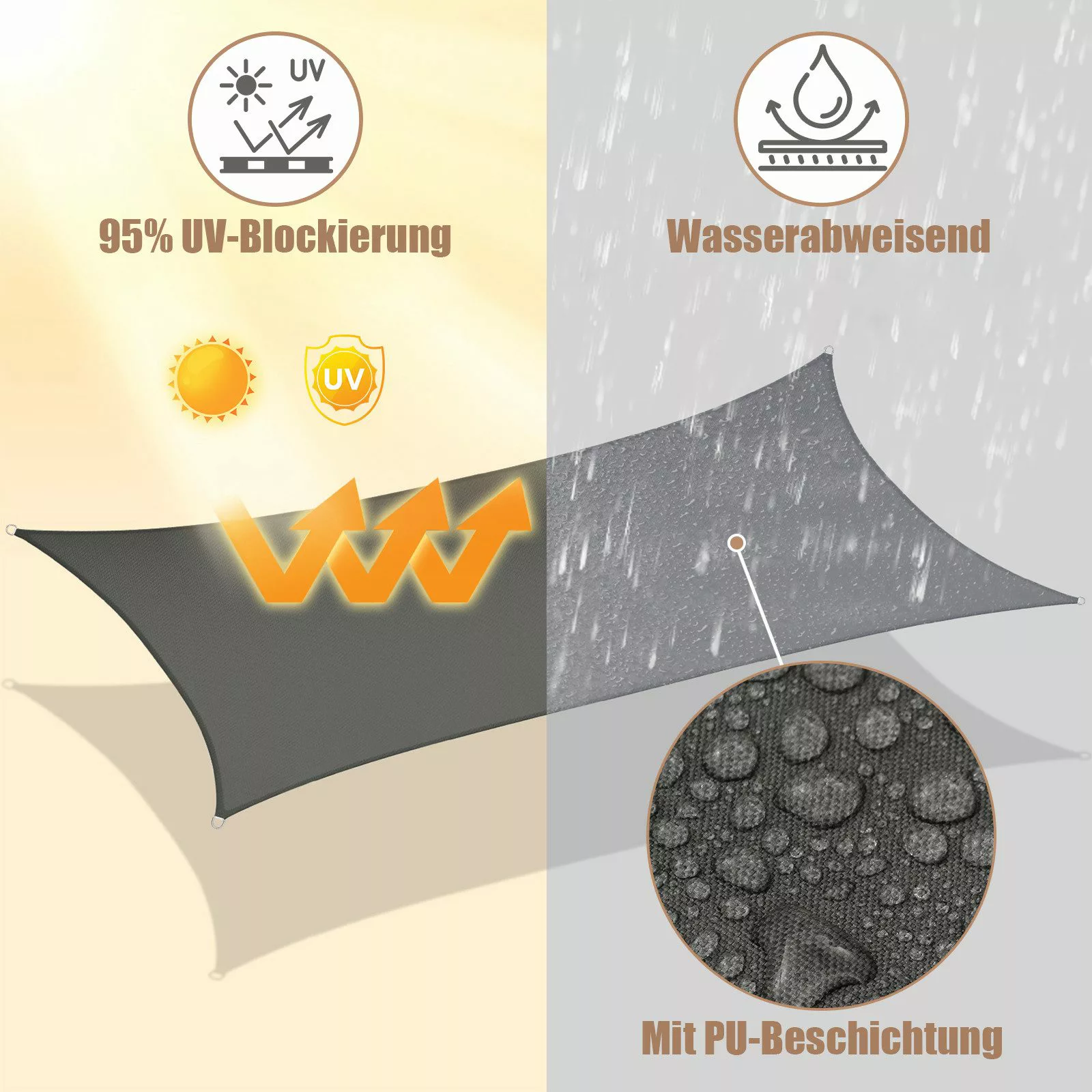 Woltu Sonnensegel, (1-tlg), aus PES, 200 günstig online kaufen