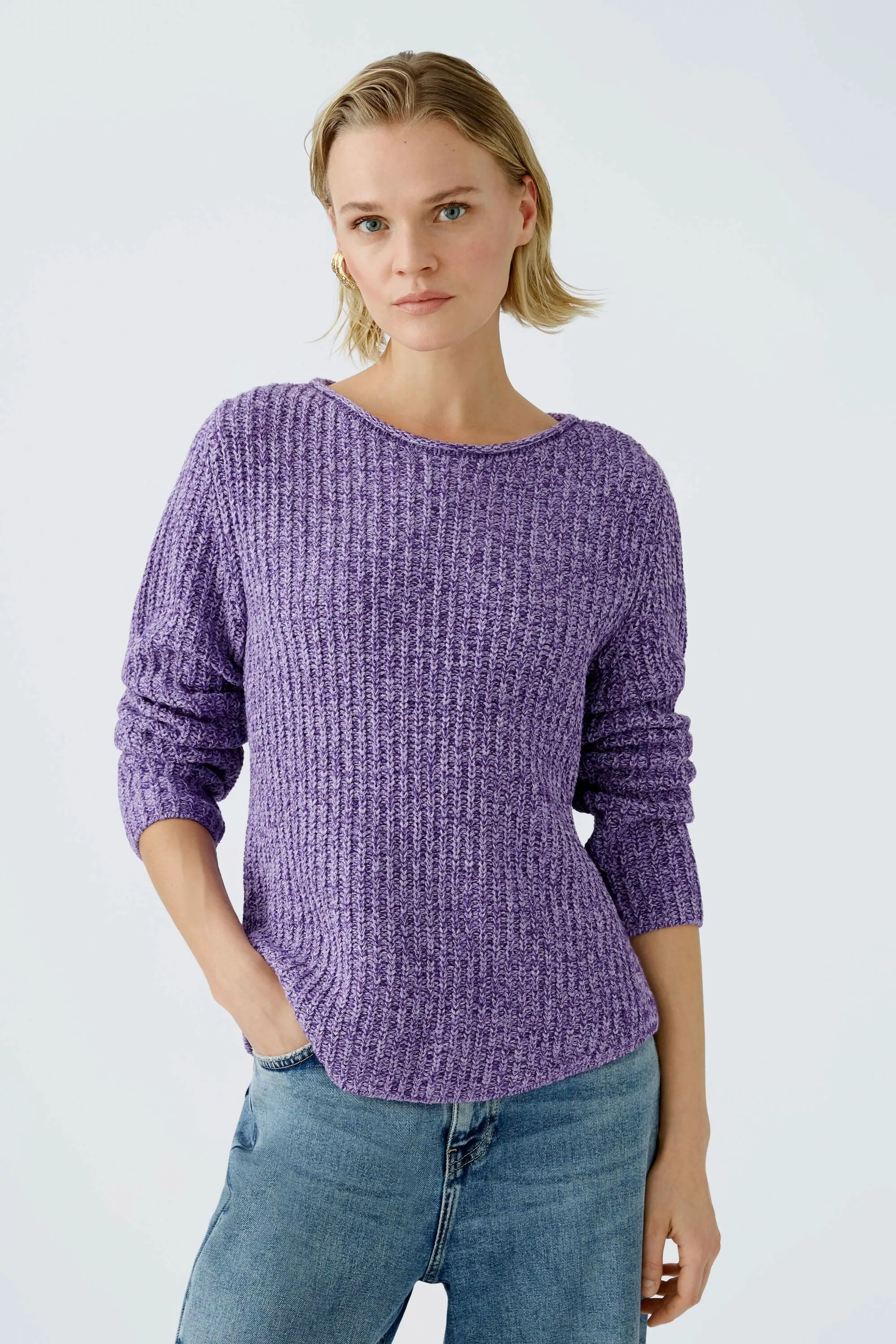Oui Rundhalspullover NAOLIN Pullover Baumwollmischung günstig online kaufen