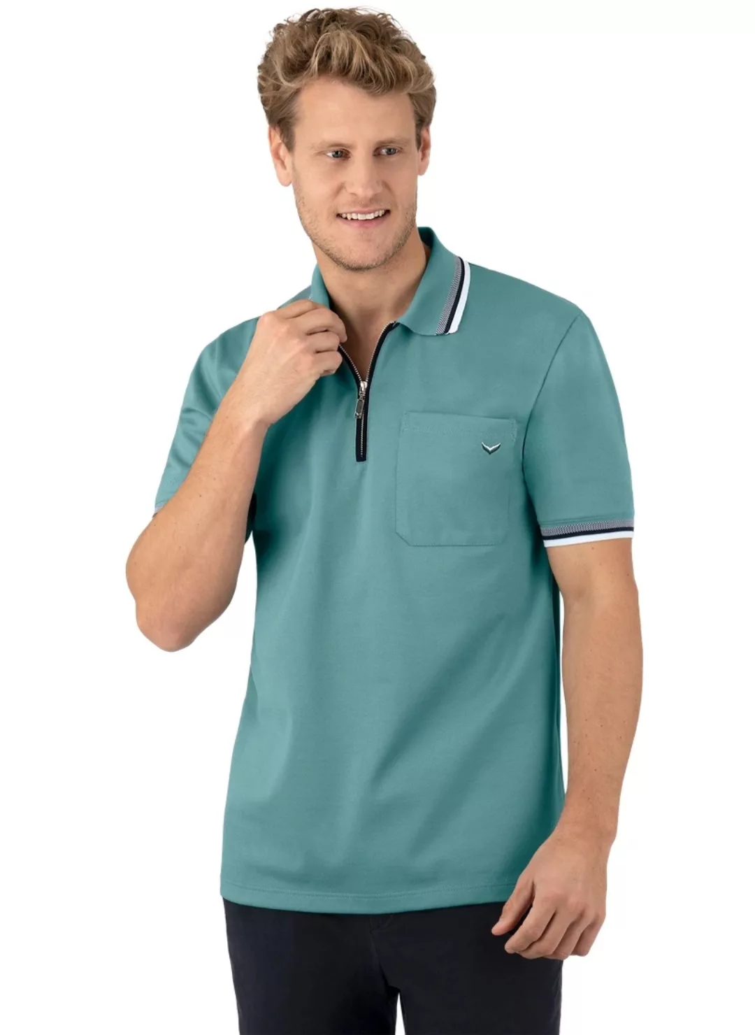 Trigema Poloshirt TRIGEMA Poloshirt mit Reißverschluss (1-tlg) günstig online kaufen