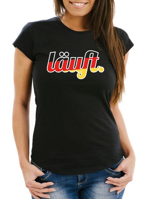 MoonWorks Print-Shirt Damen WM-Shirt Läuft - Deutschland Fußball Fan-Shirt günstig online kaufen