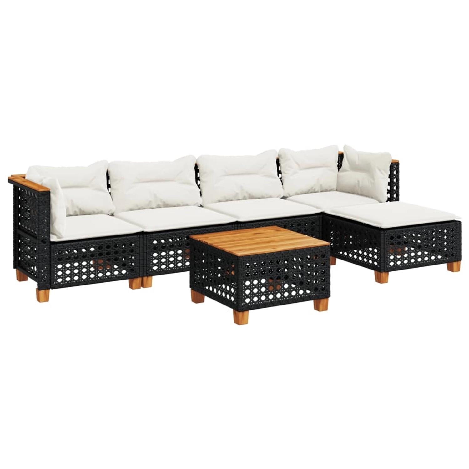 vidaXL 6-Tlg Garten-Sofagarnitur mit Kissen Schwarz Poly Rattan 3261794 günstig online kaufen