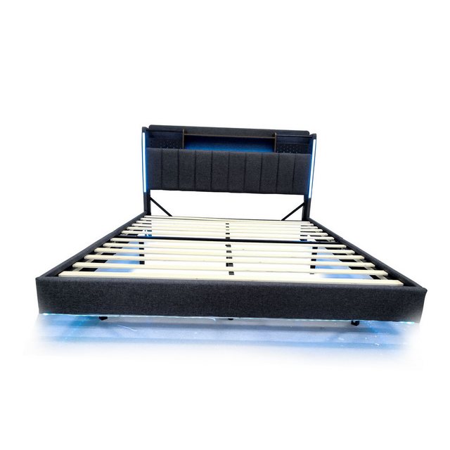 Flieks Polsterbett, LED Schwebebett Doppelbett 140x200cm mit USB-Aufladen u günstig online kaufen