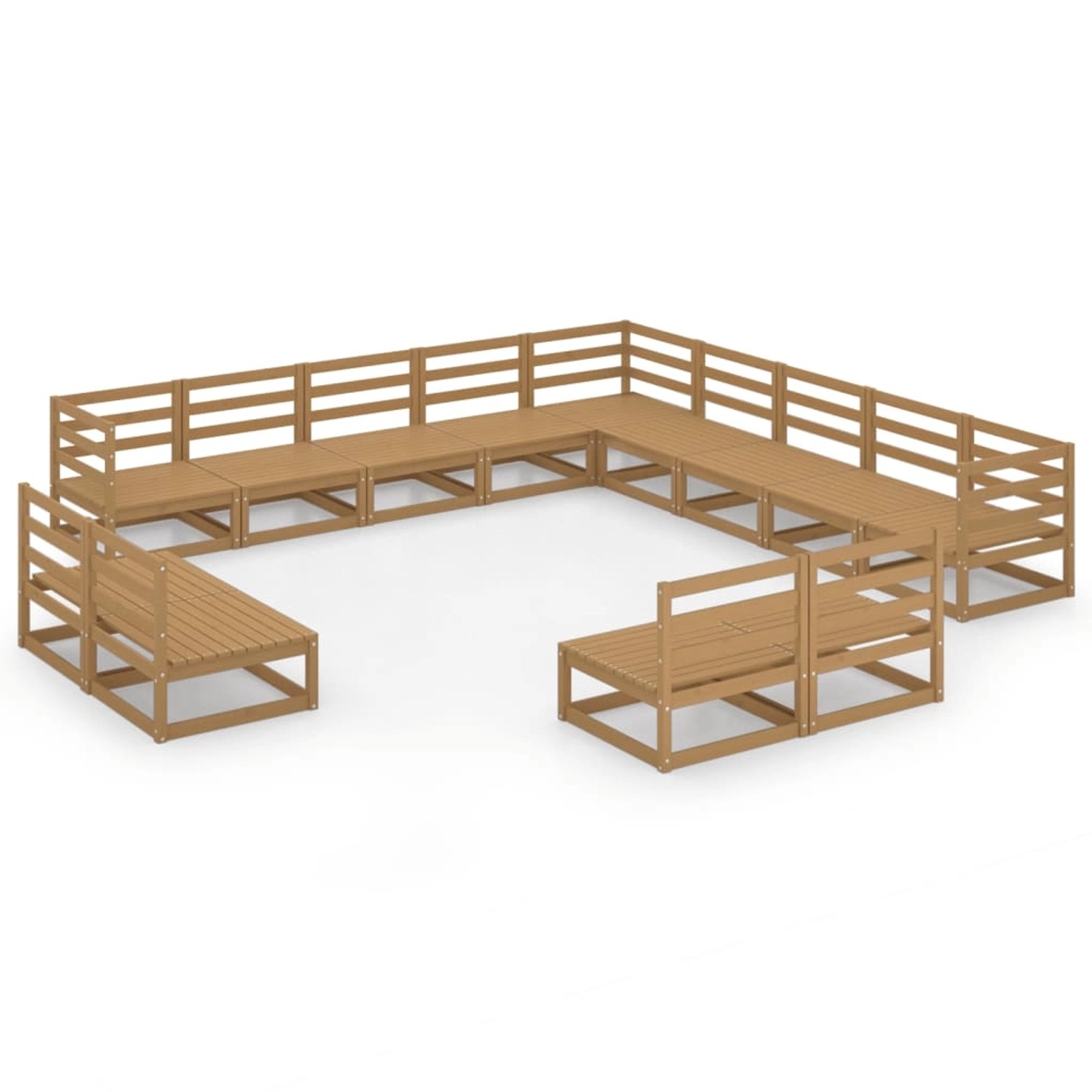 vidaXL 13-tlg Garten-Lounge-Set Honigbraun Massivholz Kiefer Modell 4 günstig online kaufen