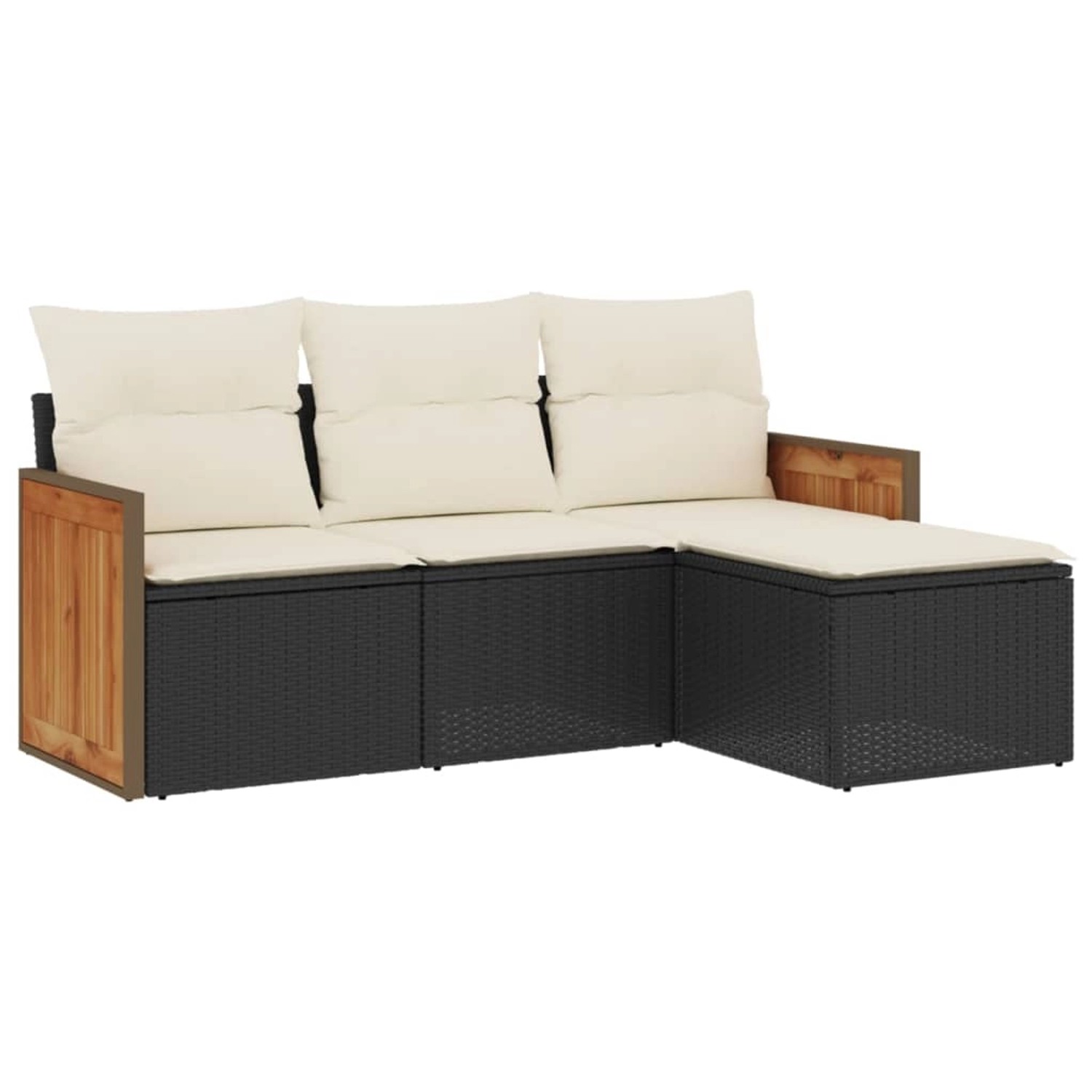 vidaXL 4-Tlg Garten-Sofagarnitur mit Kissen Schwarz Poly Rattan 3259984 günstig online kaufen
