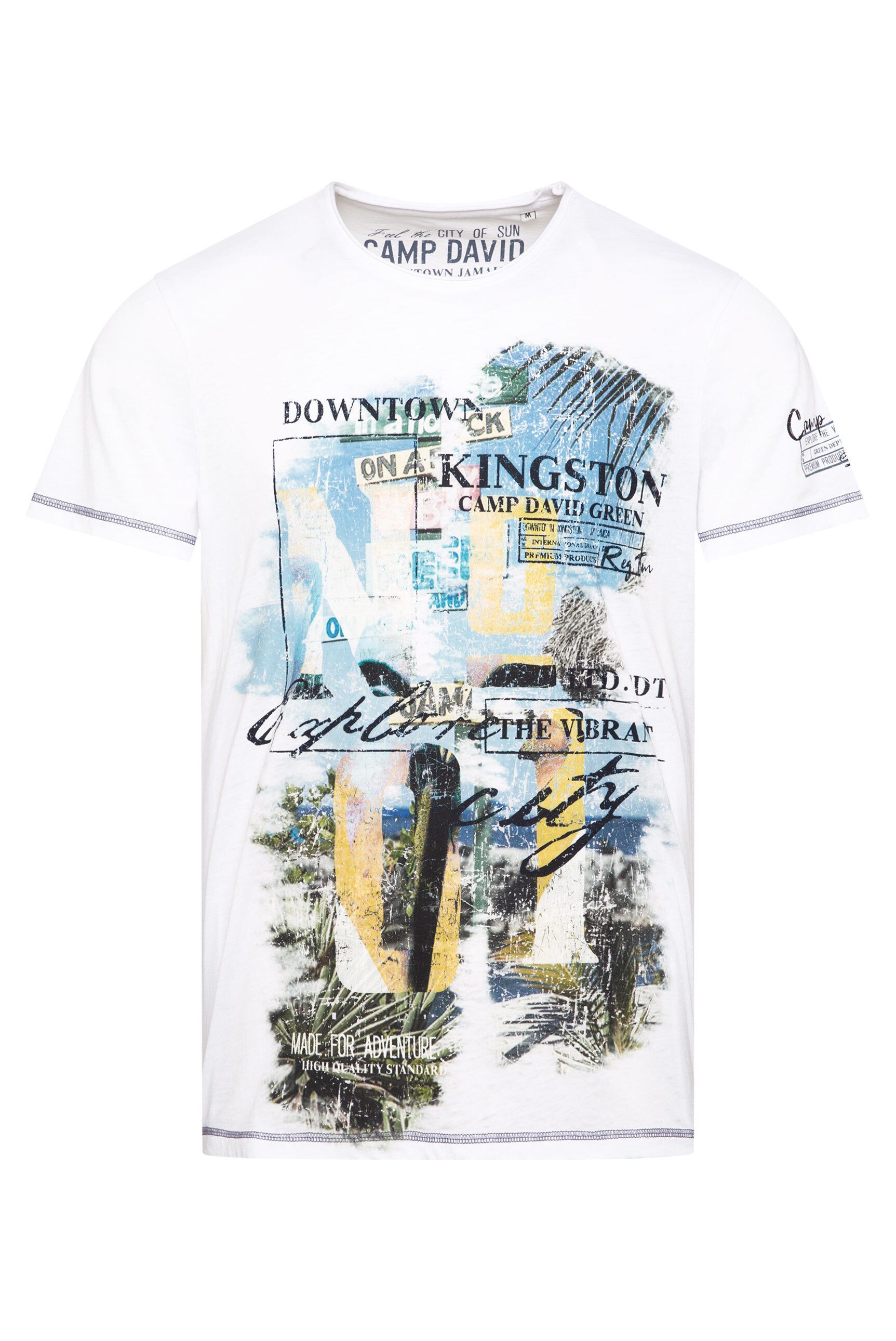 CAMP DAVID Rundhalsshirt mit offener Kante günstig online kaufen