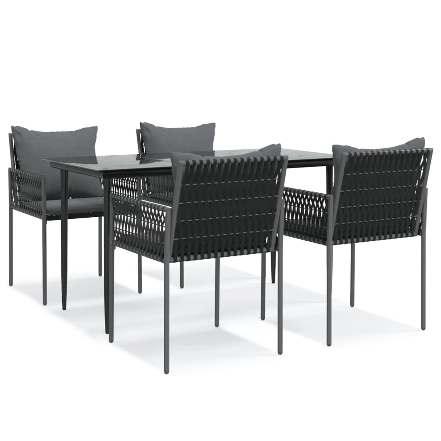 vidaXL 5-Tlg Garten-Essgruppe mit Kissen Poly Rattan und Stahl 3187055 günstig online kaufen