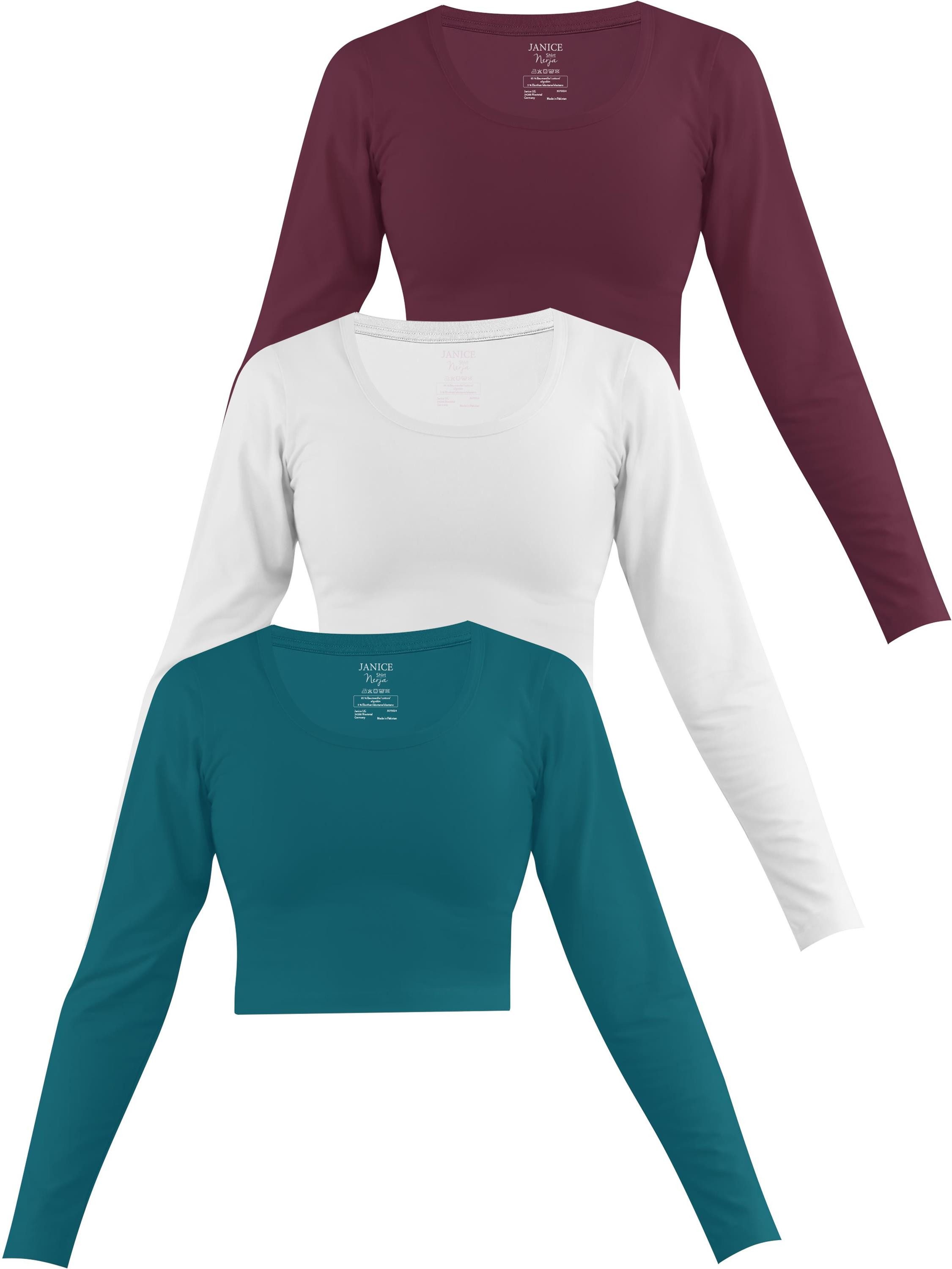 Janice Langarmshirt 3 x Damen crop günstig online kaufen