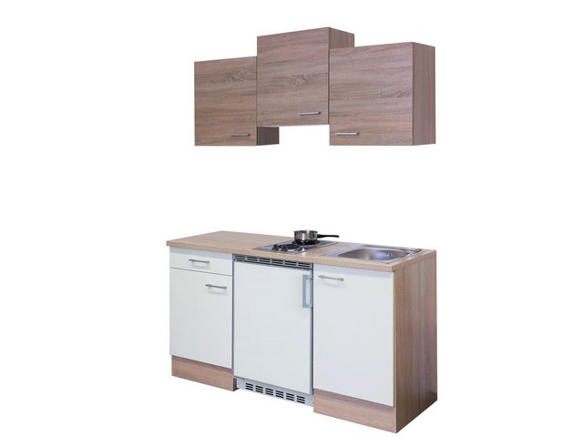 Flex-Well Spülenunterschrank Singleküche mit E-Geräten - 150 cm breit - Wei günstig online kaufen