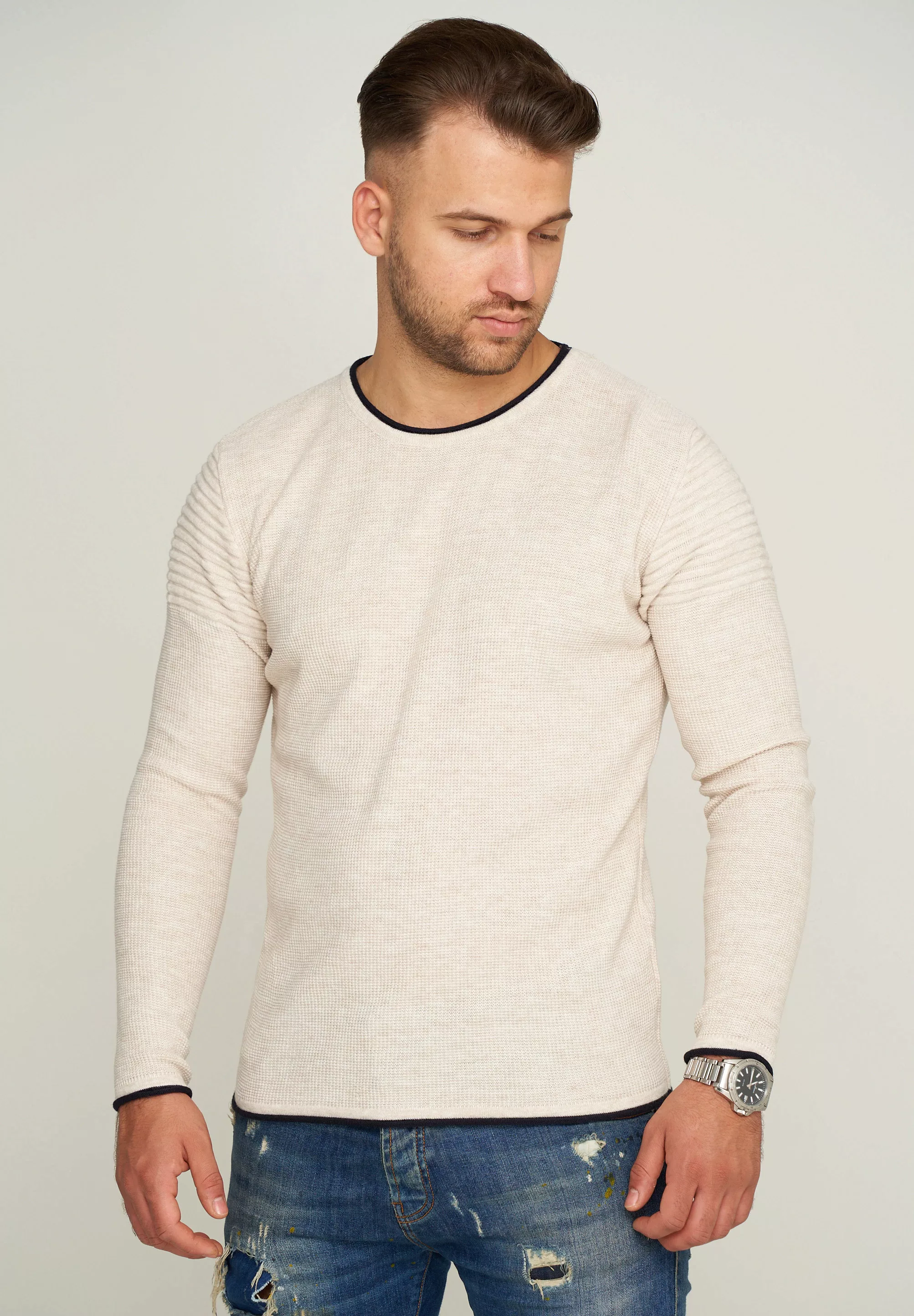 behype Strickpullover "MKLAYER57", in trendiger Layer-Optik günstig online kaufen