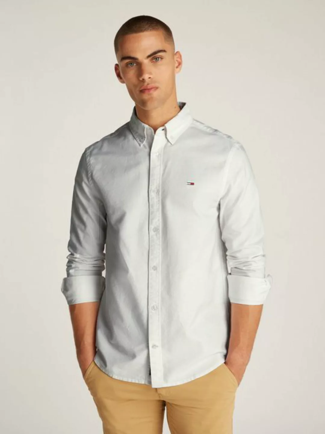 Tommy Jeans Langarmhemd TJM REG OXFORD SHIRT EXT mit Logostickerei günstig online kaufen