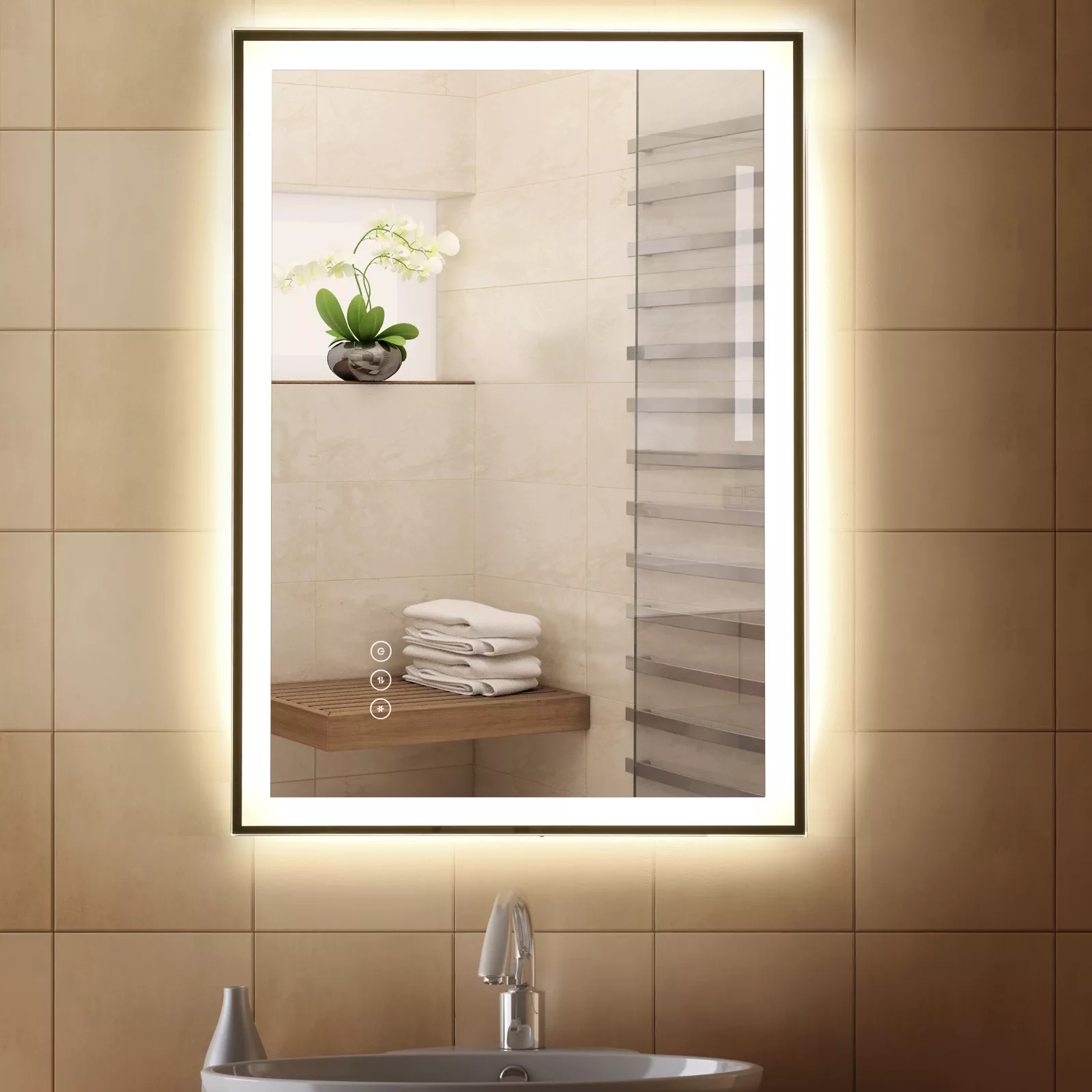 kleankin Badezimmerspiegel LED-Spiegel Nebelfreier Wandspiegel Touch-Schalt günstig online kaufen