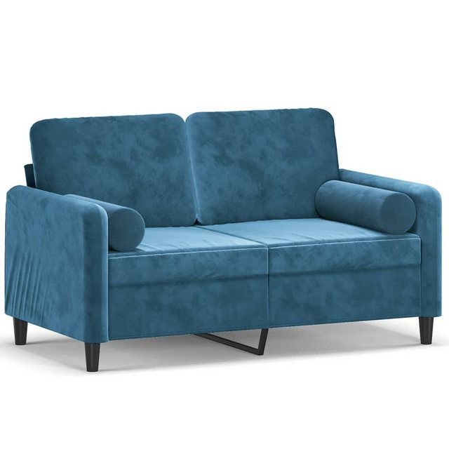 vidaXL Sofa, 2-Sitzer-Sofa mit Zierkissen Blau 120 cm Samt günstig online kaufen