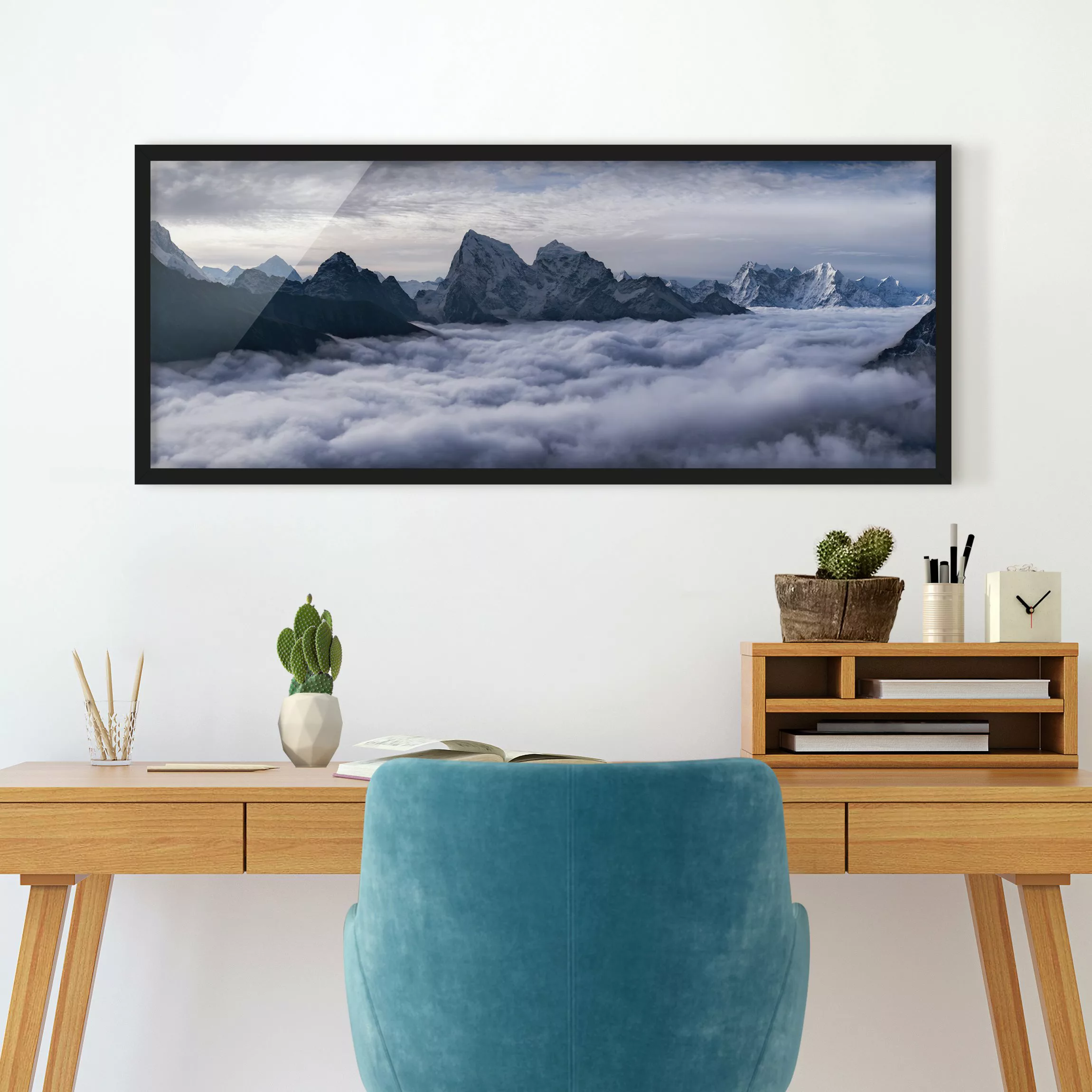 Bild mit Rahmen Natur & Landschaft - Panorama Wolkenmeer im Himalaya günstig online kaufen
