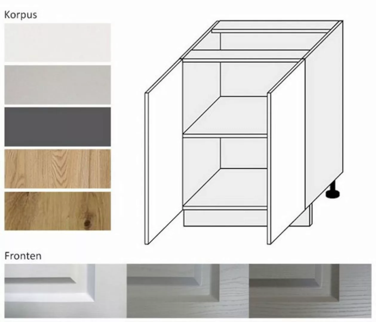 Feldmann-Wohnen Unterschrank Elbing (Elbing, 1-St) 60cm Front- und Korpusfa günstig online kaufen