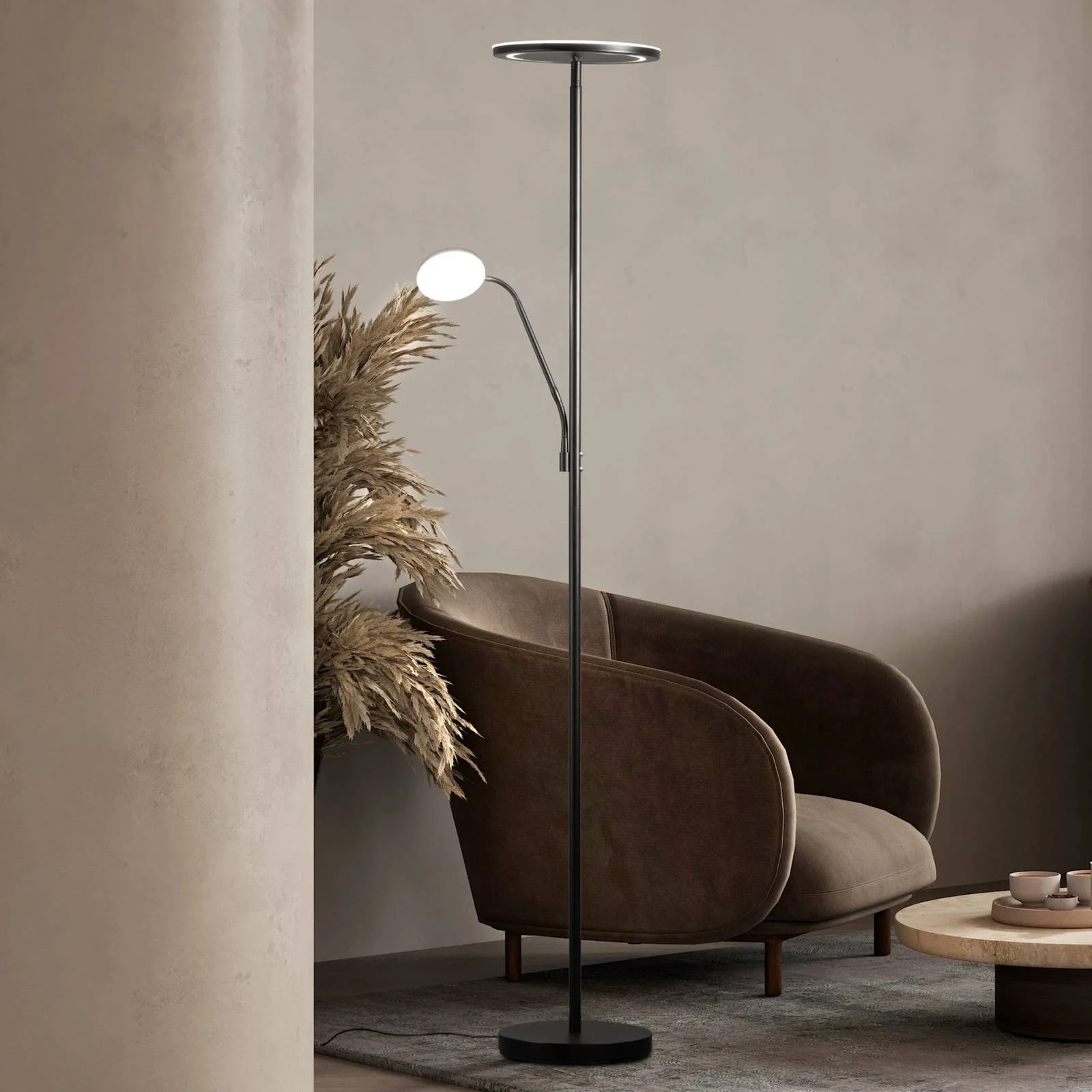 LED-Stehlampe Sorento, sandschwarz, Höhe 182 cm, Leselicht günstig online kaufen