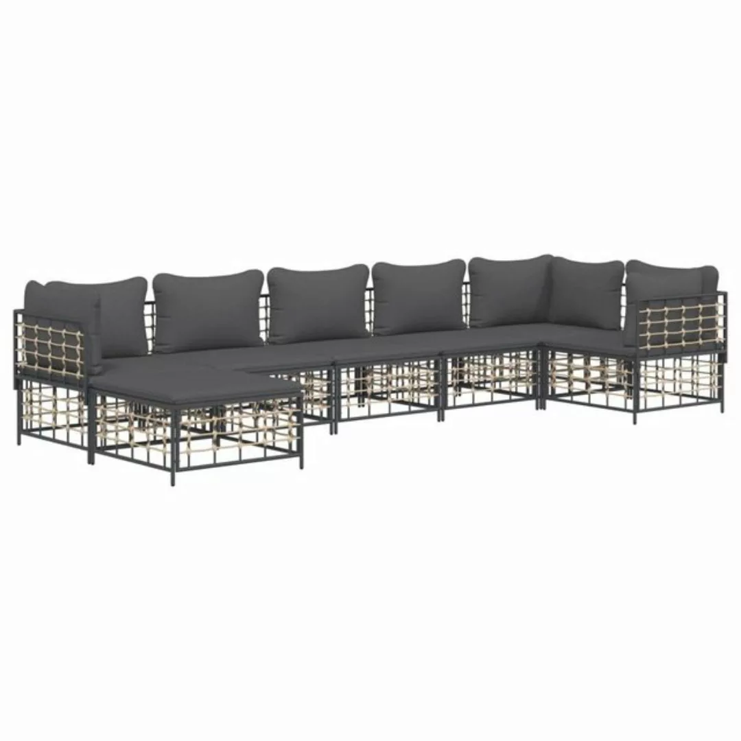 Vidaxl 7-tlg. Garten-lounge-set Mit Kissen Anthrazit Poly Rattan günstig online kaufen