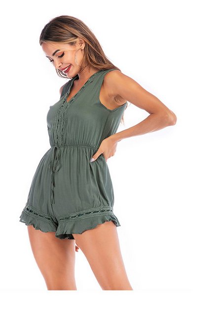 CHENIN 7/8-Overall Unifarbener Camisole-Jumpsuit Jumpsuit Shorts V-Ausschni günstig online kaufen