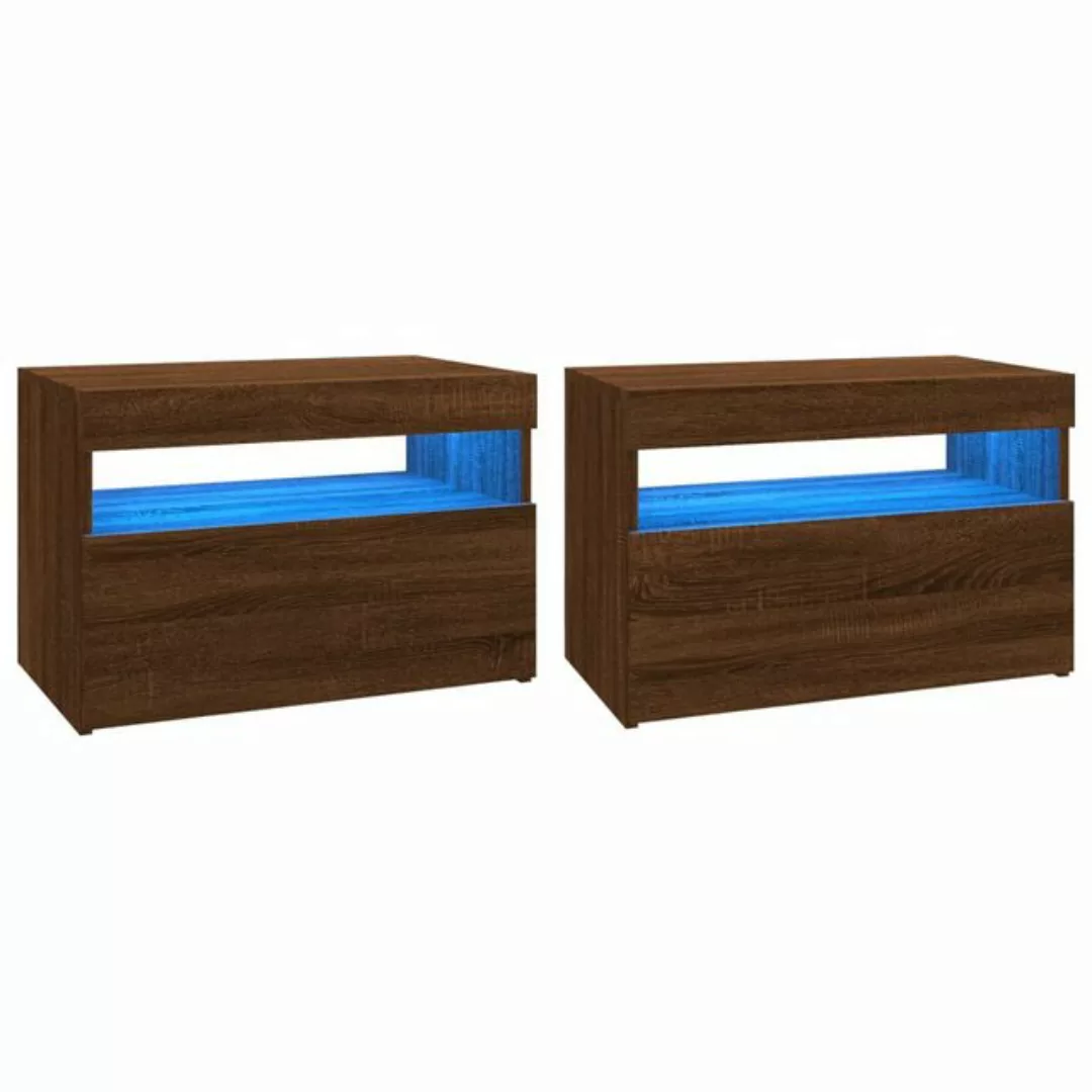 vidaXL TV-Schrank TV-Schränke 2 Stk mit LED Leuchten Braun Eiche 60x35x40 c günstig online kaufen