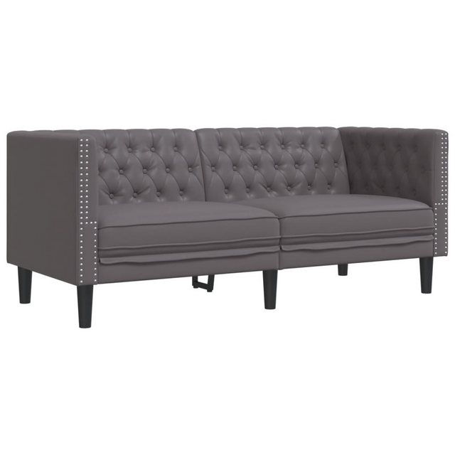 vidaXL Sofa Chesterfield-Sofa 2-Sitzer Grau Kunstleder günstig online kaufen