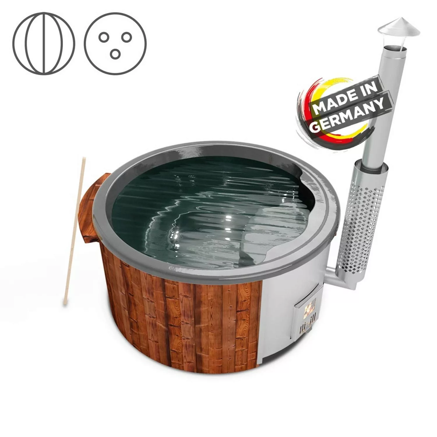 Holzklusiv Hot Tub Saphir 180 Thermoholz Basic Deluxe Wanne Anthrazit günstig online kaufen