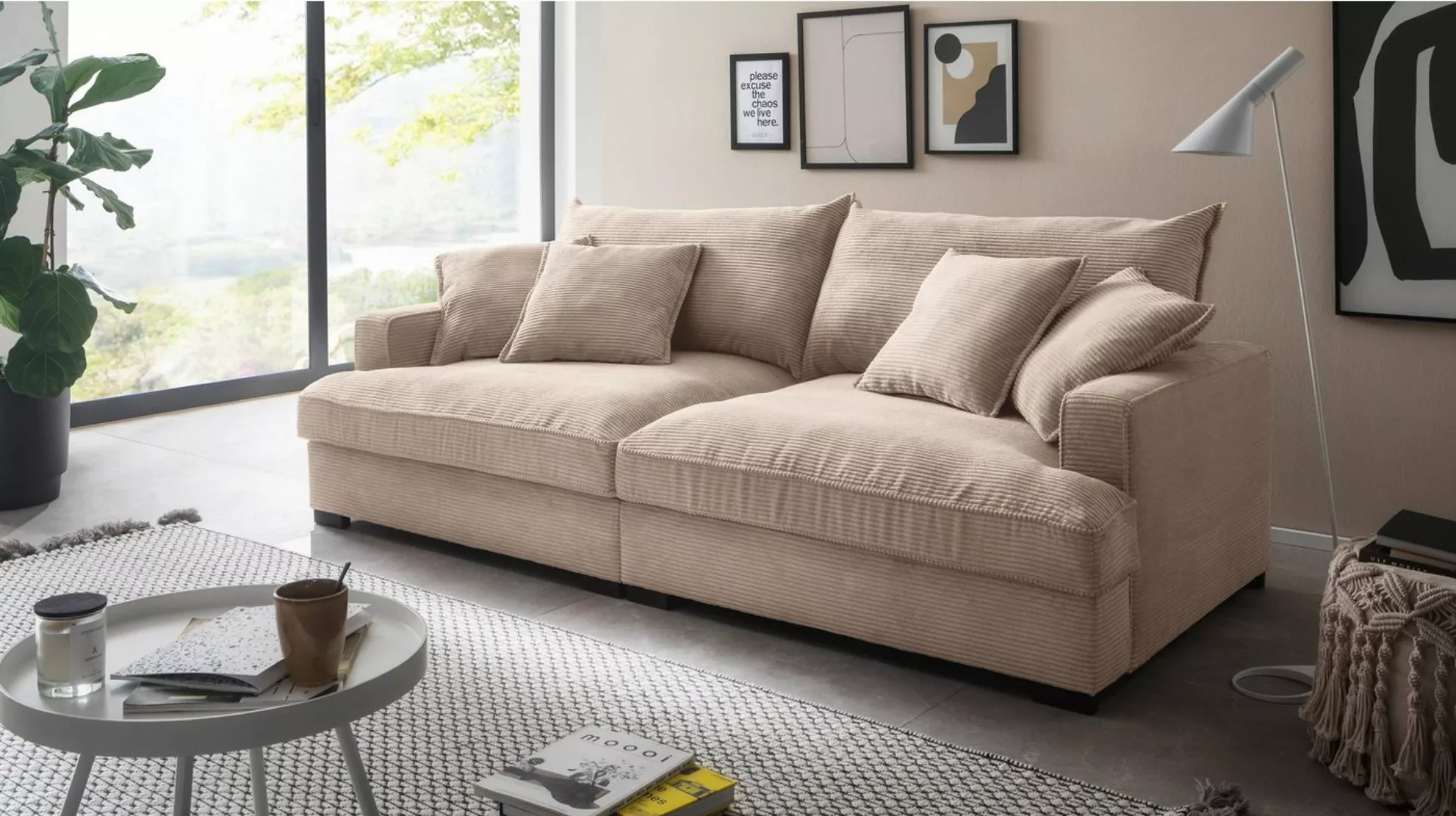 Massivart® Big-Sofa TRIBECCA Cord beige 242 cm / 4-Sitzer, Cordsofa, Nosagu günstig online kaufen
