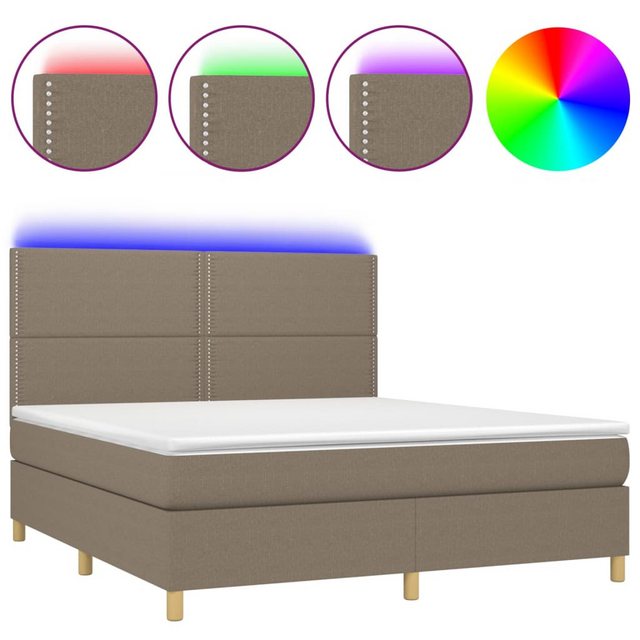 vidaXL Boxspringbett (160 x 200 cm, mit Nieten, Taupe), mit LED günstig online kaufen