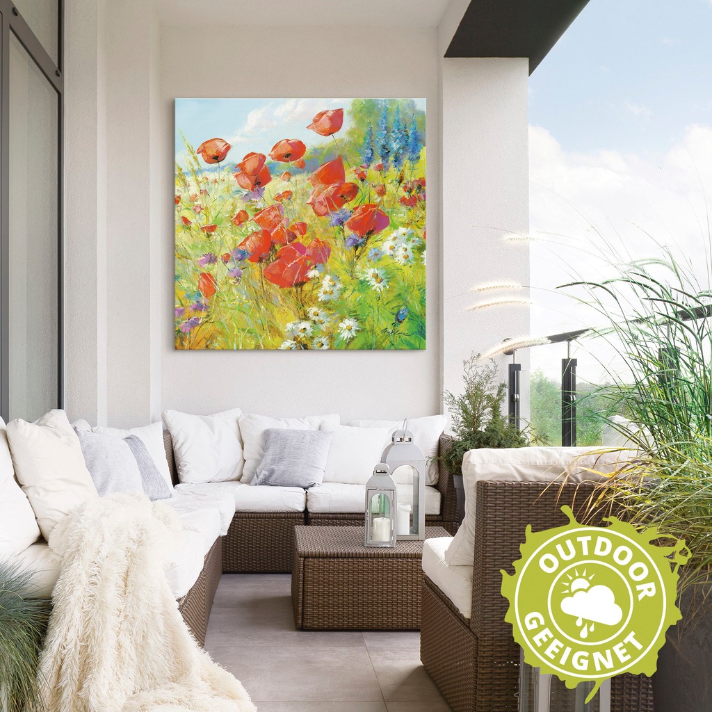 Artland Wandbild "Sommerwiese mit Mohnblumen", Blumenwiese, (1 St.), als Al günstig online kaufen