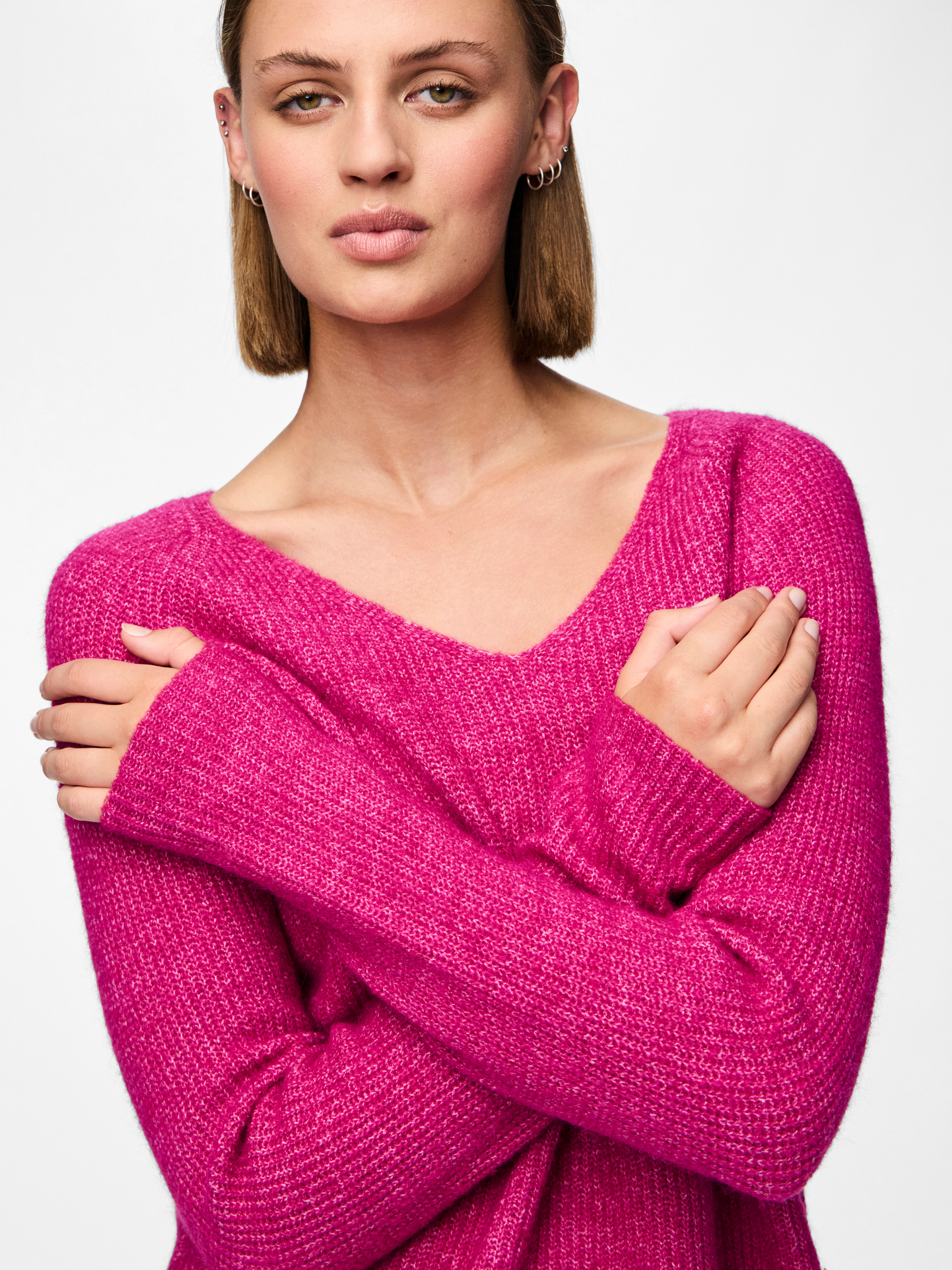 pieces V-Ausschnitt-Pullover "PCELLEN LS V-NECK KNIT NOOS BC", mit Wolle günstig online kaufen