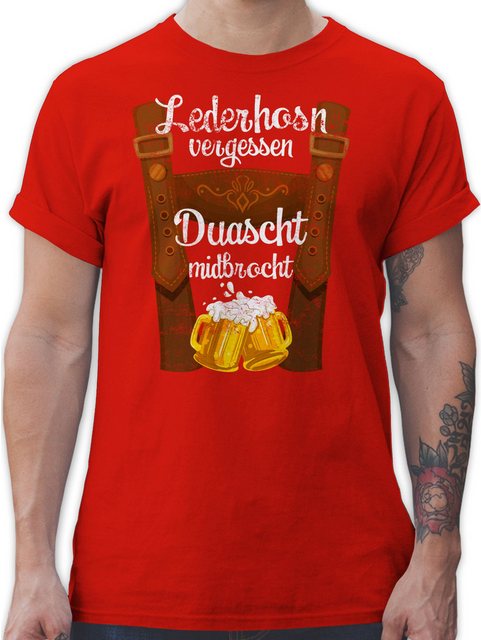 Shirtracer T-Shirt Lederhosn vergessen Duascht midbrocht Mode für Oktoberfe günstig online kaufen